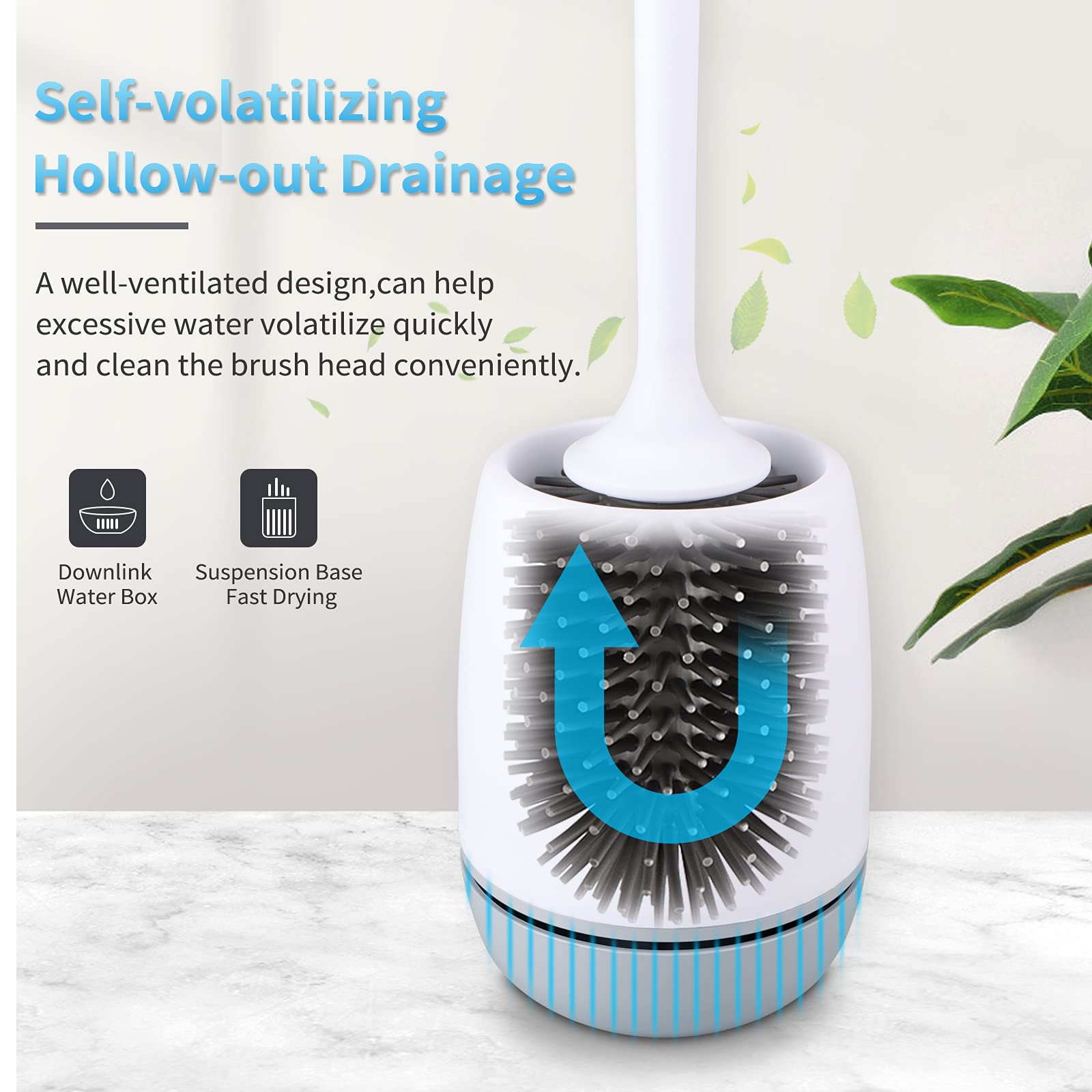 Bosta Toilet Brush with Holder, Silicone Toilet Bowl Brush Cleaning Toilet Scrubber Set with Non-Scratch Silicone Bristles Deep Cleaning