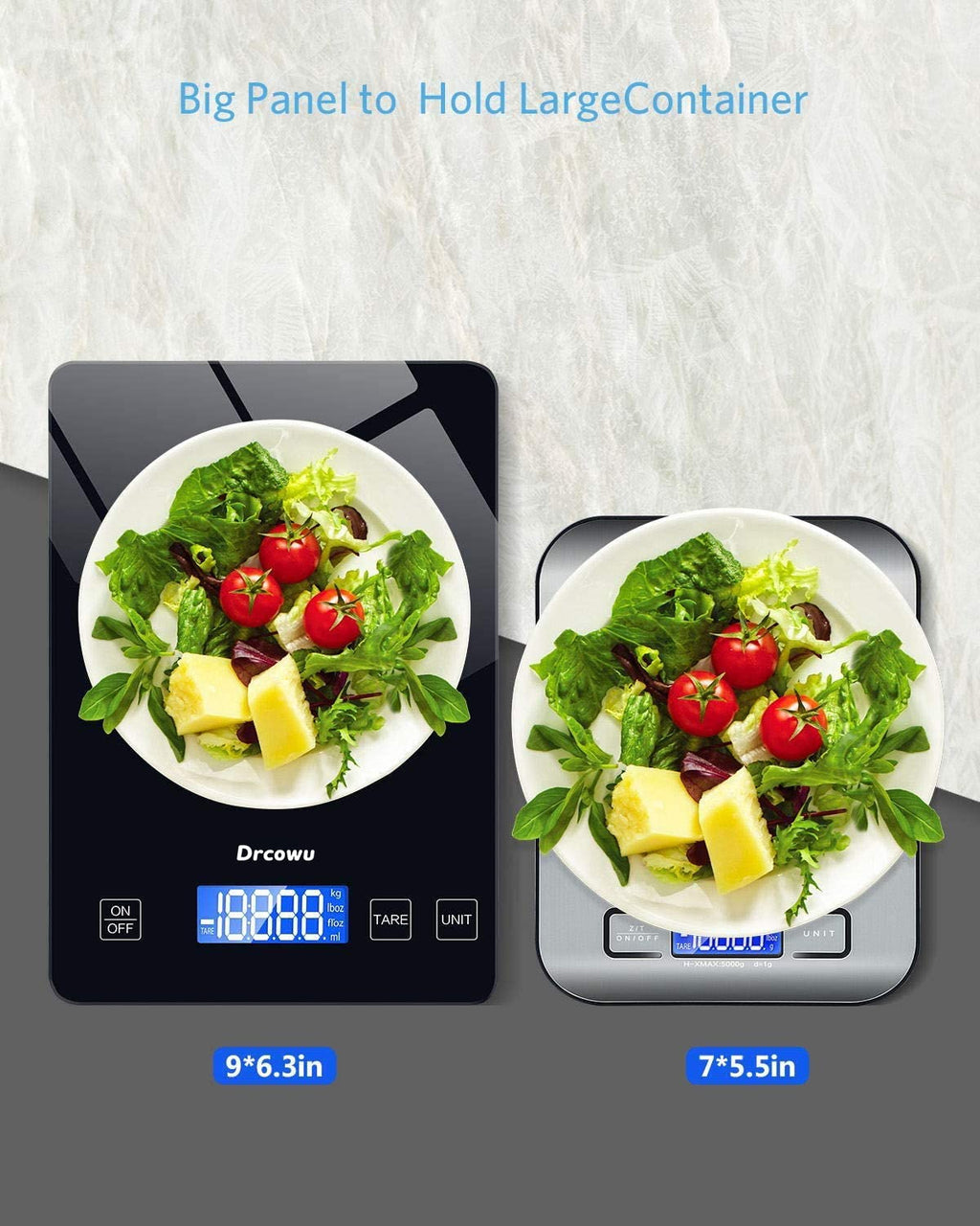 Drcowu Large Food Scale Digital, 15kg Kitchen Scales for Baking, Cooking, Keto and Meal Prep, Weight Balance Alimentaire with 1g Accuracy and LCD Dispaly, Easy to Read, Grams and Oz for Home, Black