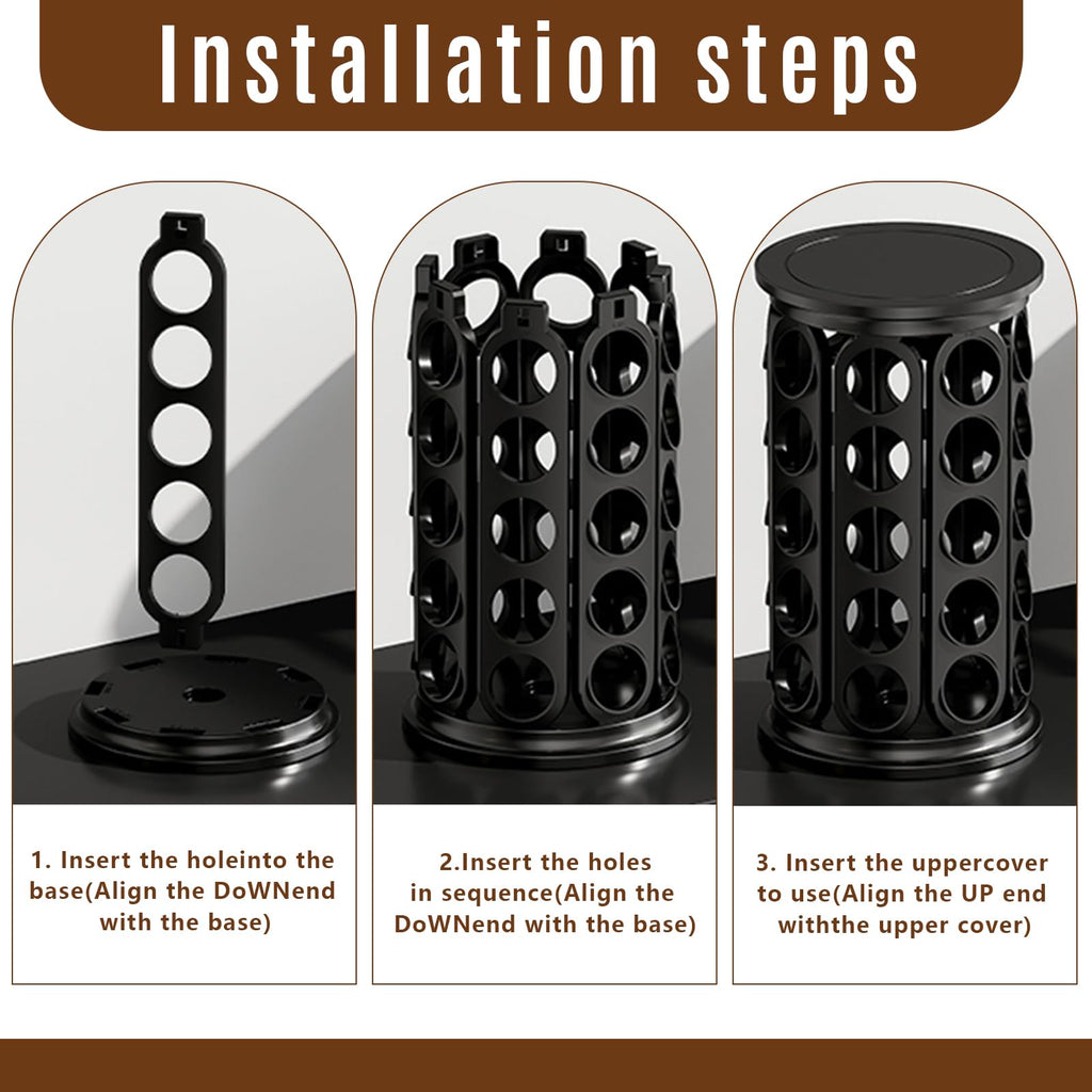 TOMSHUB K Cup Holder，Coffee Pod Storage Carousel Holder Organizer Compatible with 40 Keurig K-Cup Pods，Home or Office Kitchen Counter Organizer（Black）