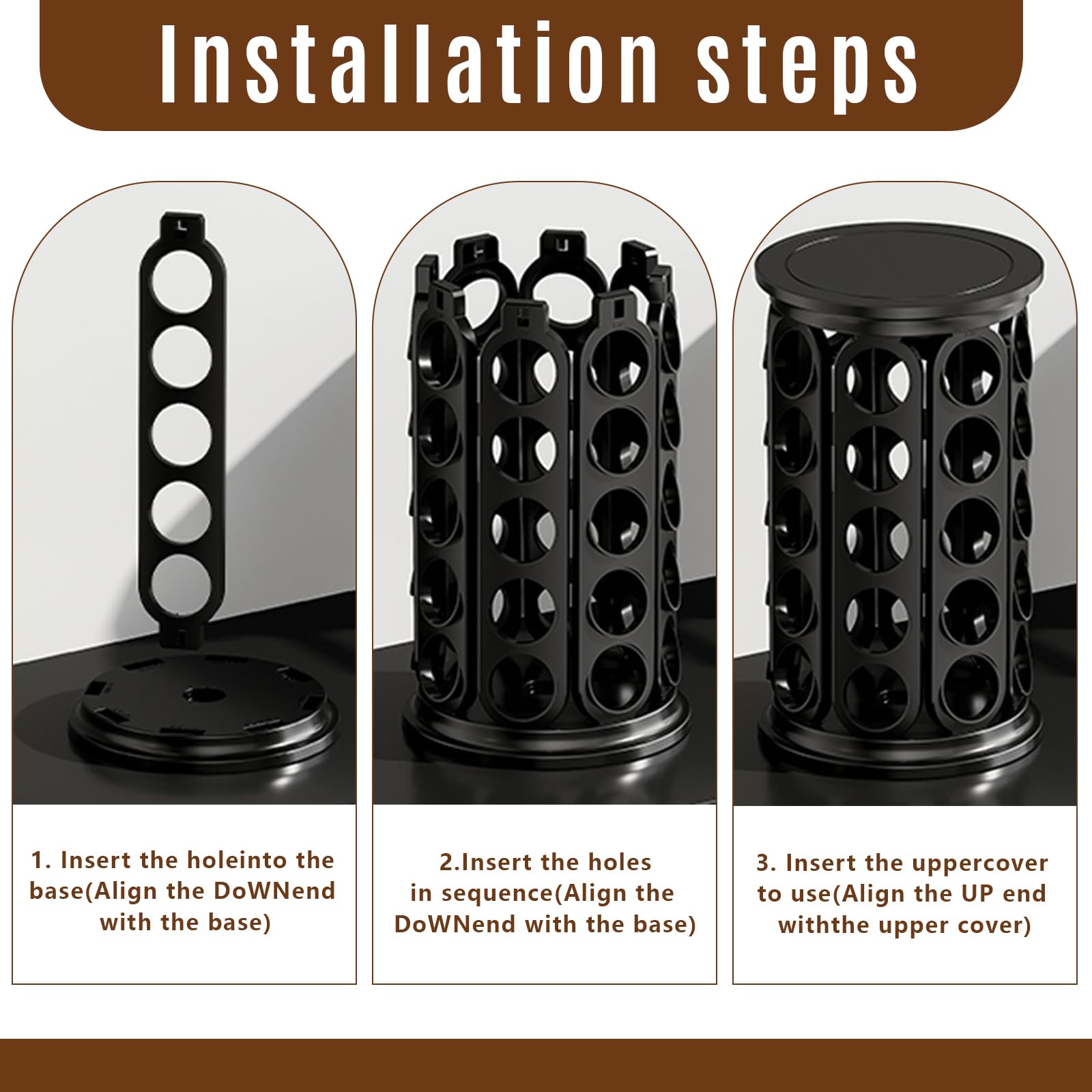 TOMSHUB K Cup Holder，Coffee Pod Storage Carousel Holder Organizer Compatible with 40 Keurig K-Cup Pods，Home or Office Kitchen Counter Organizer（Black）