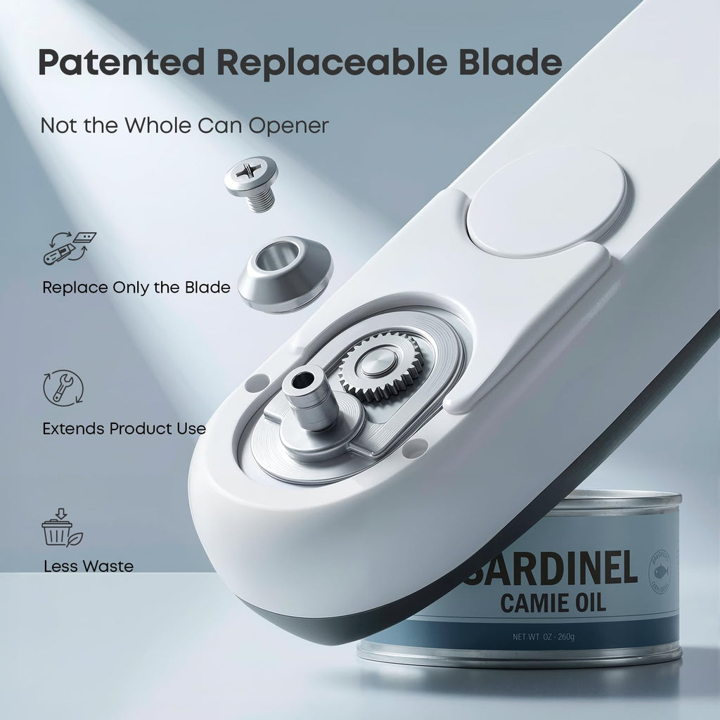 YEREADW Electric Can Opener, Rechargeable Automatic Can Opener for Seniors & Arthritis Hands, One-Touch Hands-Free with Auto Stop, Smooth Edge, Fits Most Can Sizes