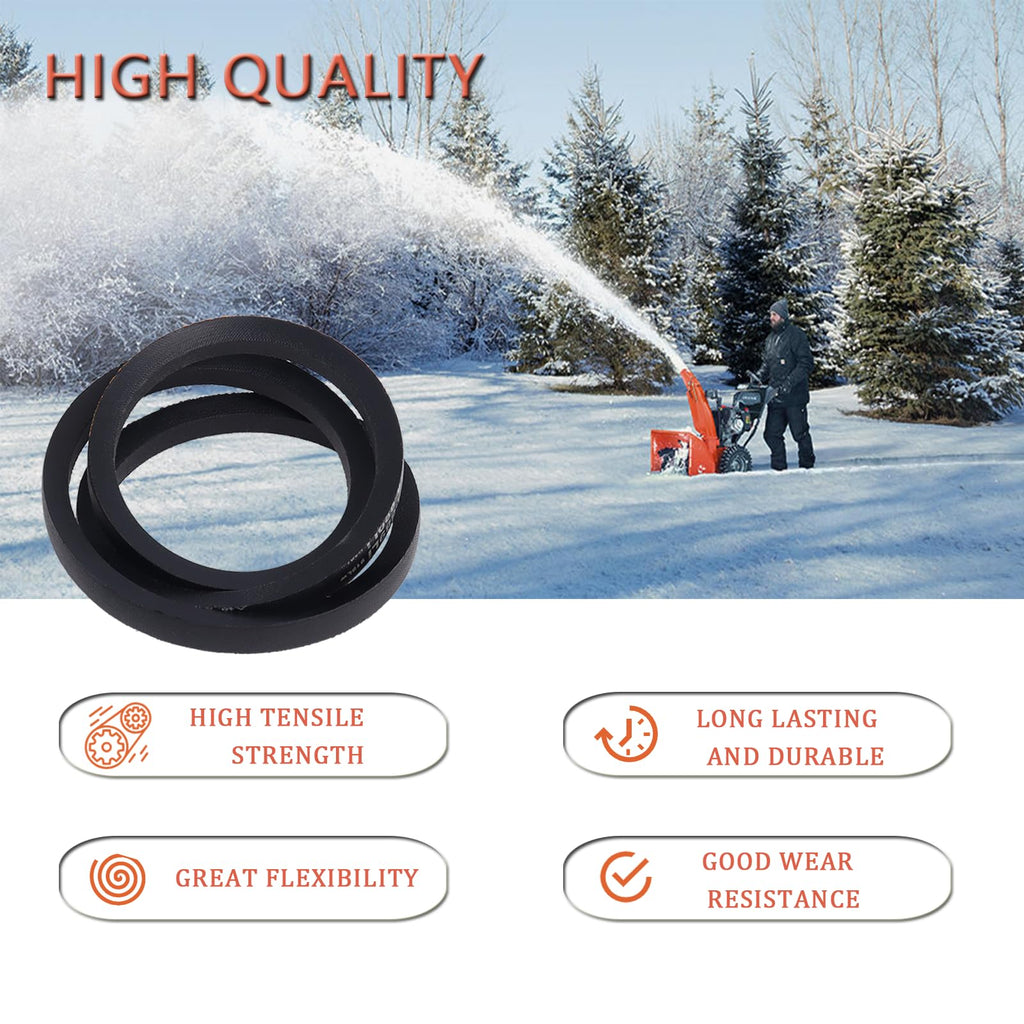 754-04195 Snow Thrower Belts for MTD（2Pcs）, Cub-Cadet, Craftsman 754-04195, 954-04195A, 1/2-Inch by 37-Inch Replacement Snowthrower Auger Belt,Black（2Pcs）