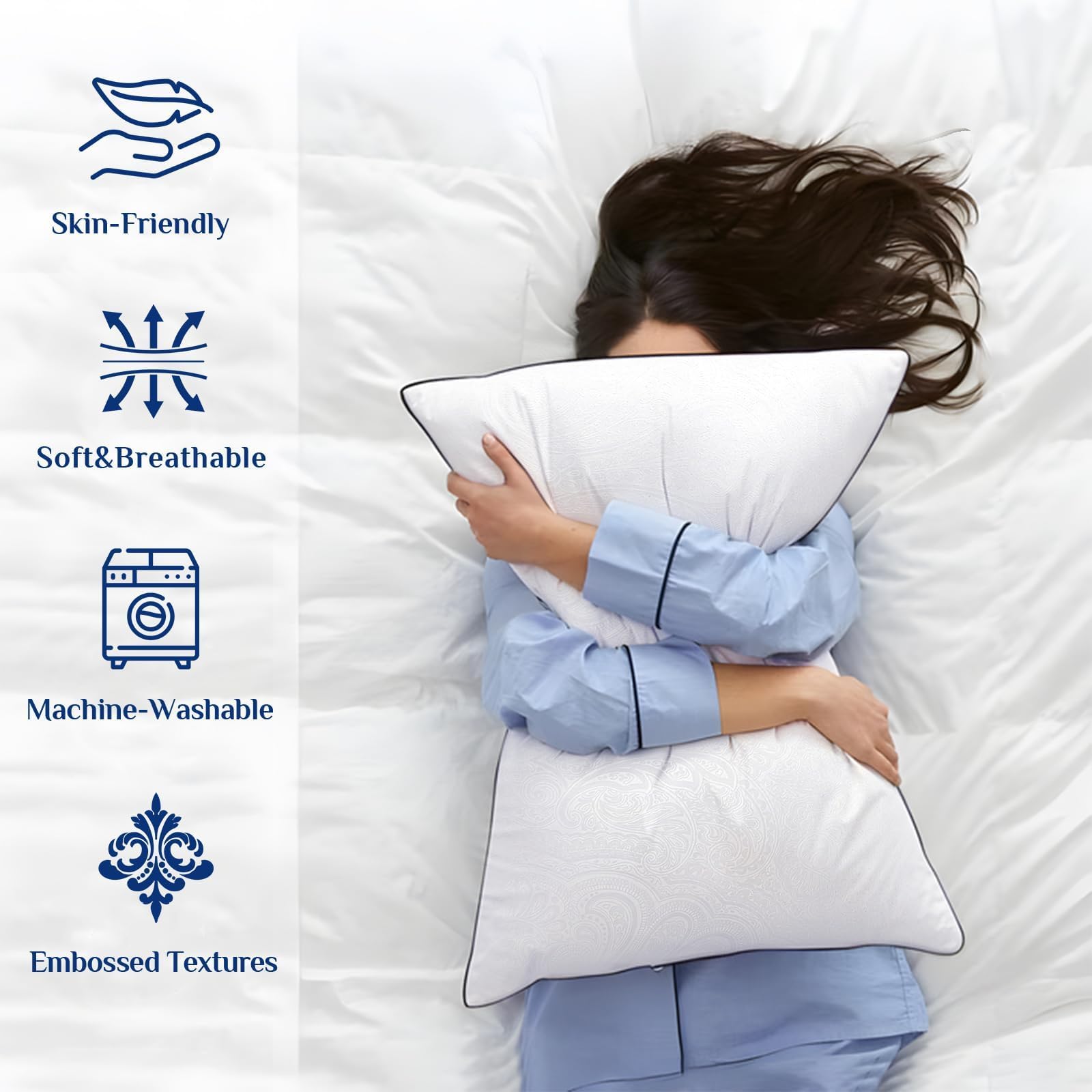 JOLLYVOGUE Pillows Queen Size 2 Pack for Sleeping, Soft and Supportive Bed Pillow for Side and Back Sleeper, Down Alternative Hotel Collection Pillows-20 x30