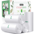 25 Litres Small garbage bags 220 Counts Strong Trash Bags by Teivio, Bathroom Trash Can Bin Liners,25L/ 6 Gallon Plastic Bags for home office kitchen sac poubelle,Clear