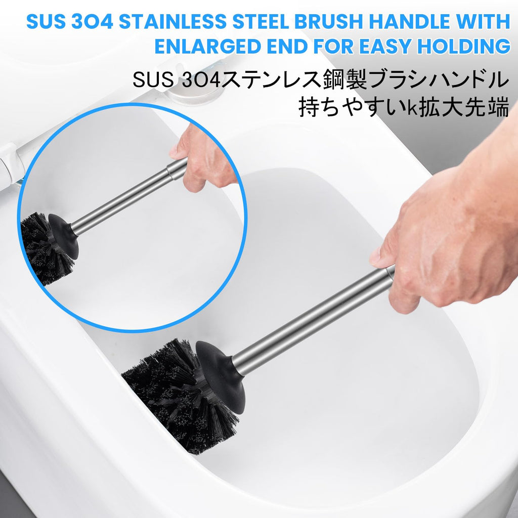 Smartbin Stainless Steel Toilet Brush and Holder Toilet Brush and Cases Bathroom Bowl Cleaning Brush Double Layer Holder Long Brush Handle High Density Bristles Silver