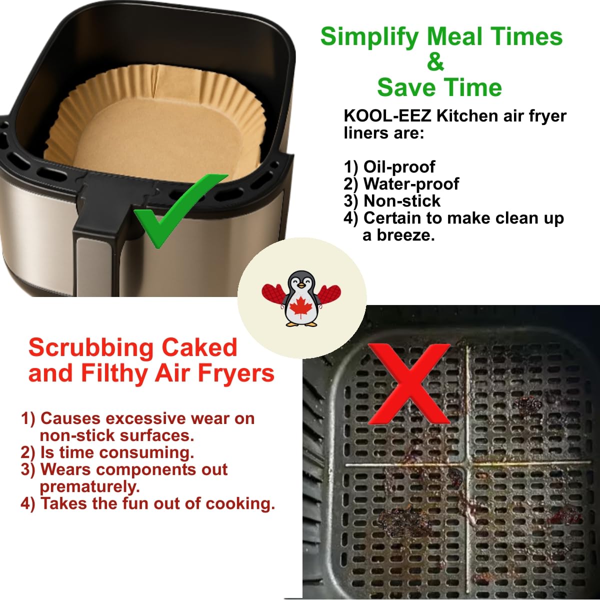 100 Air Fryer Liners - 8" x 8" Non-Stick Parchment Liners and Baking Paper Inserts for 5-8 Quart Air Fryers and 9" Square Pans and Casserole Dishes. from KOOL-EEZ Kitchen
