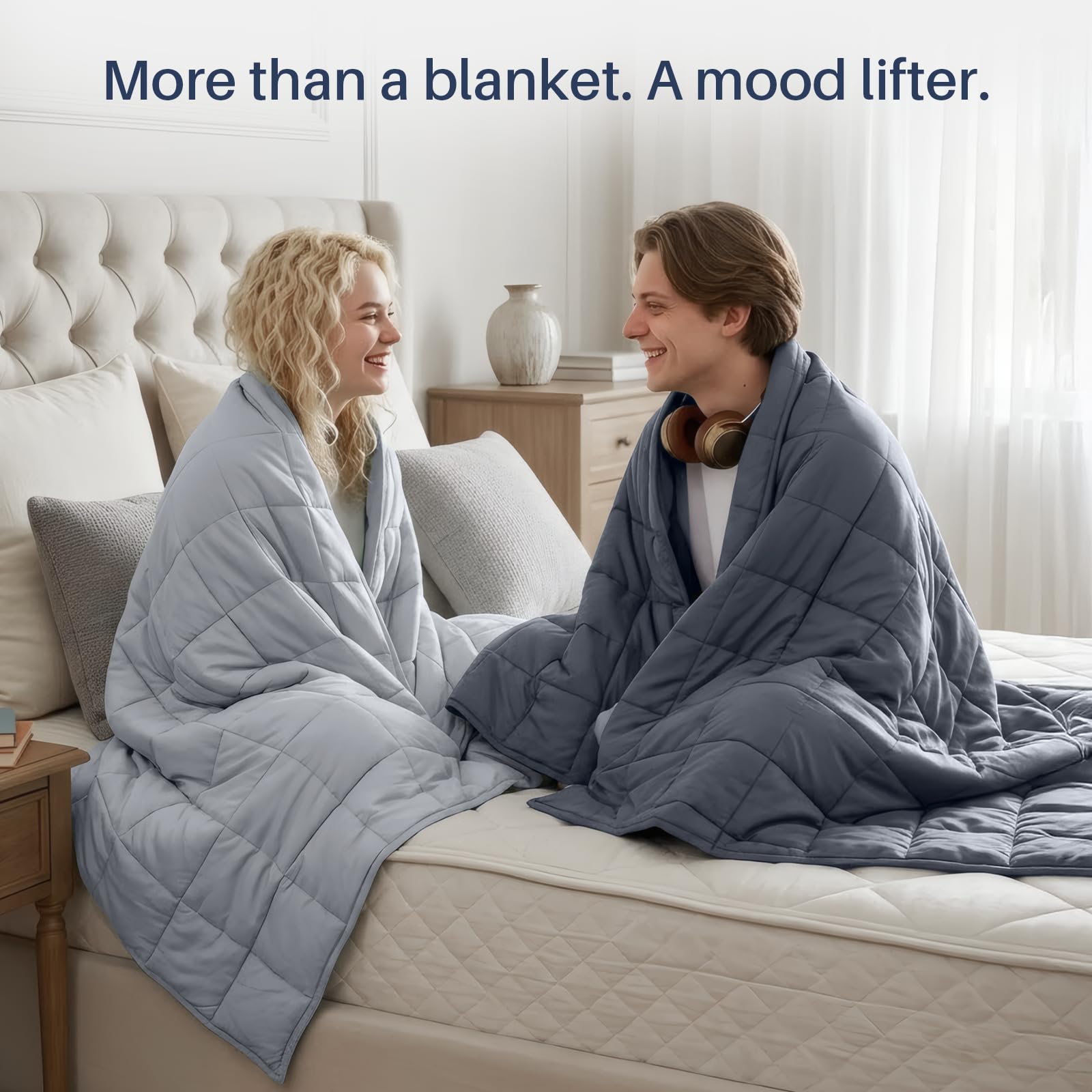 Weighted Idea Weighted Blanket for Adults (Dark Grey,60"x80",15lbs) Cooling Breathable Heavy Blanket with Premium Glass Beads All-Season Soft Thick Comfort