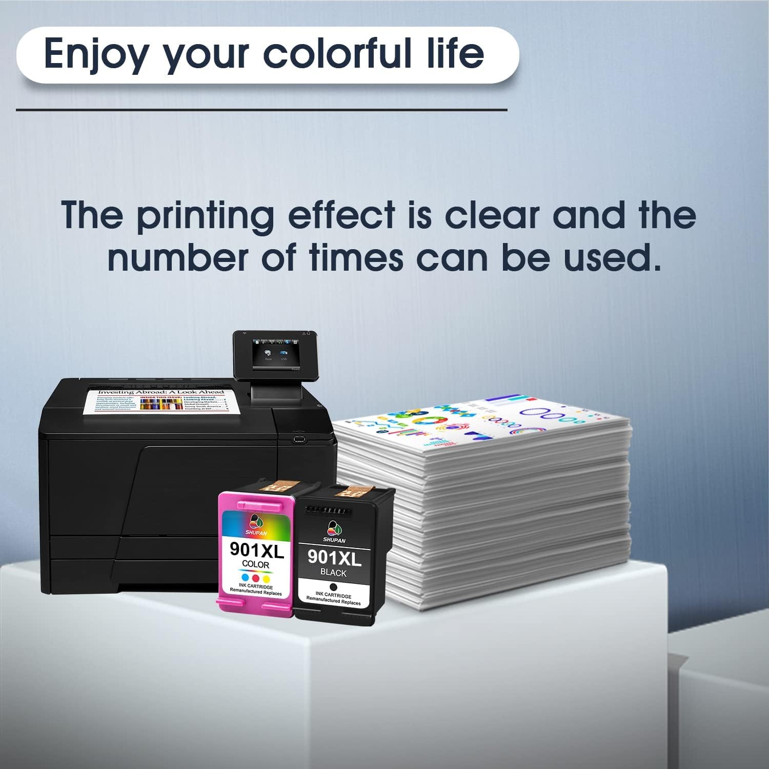 901XL Ink Cartridges Black and Color Combo Pack Replacement for HP 901 901 XL Ink Work with OfficeJet J4680 J4580 J4550 J4500 J4660 J4640 4500 G510n (2 Packs)