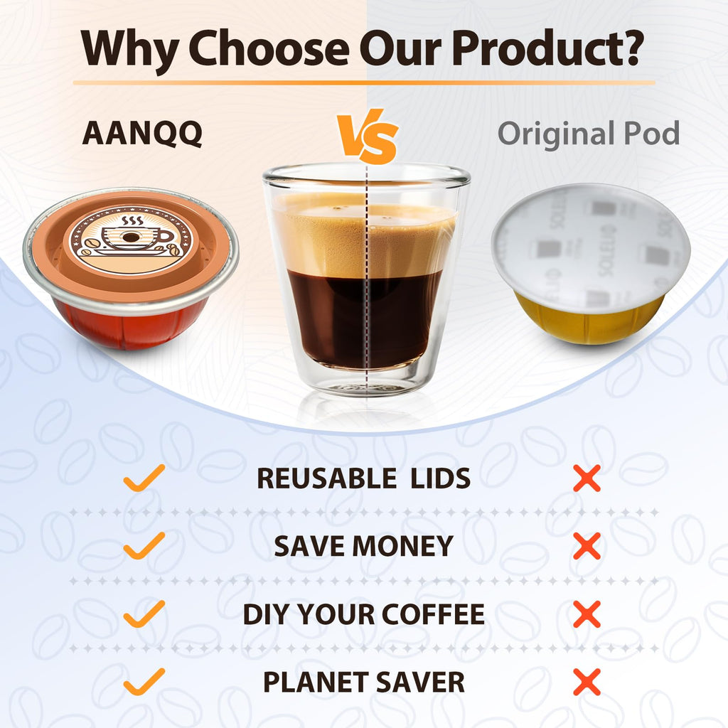 Reusable Lids for Nespresso Pods Vertuo, 6pcs Food Grade Silicone Caps for Any Sizes of Reusable Nespresso Vertuo Pod Refillable Vertuo Capsule (6pcs Silicone Lids-No Capsule)