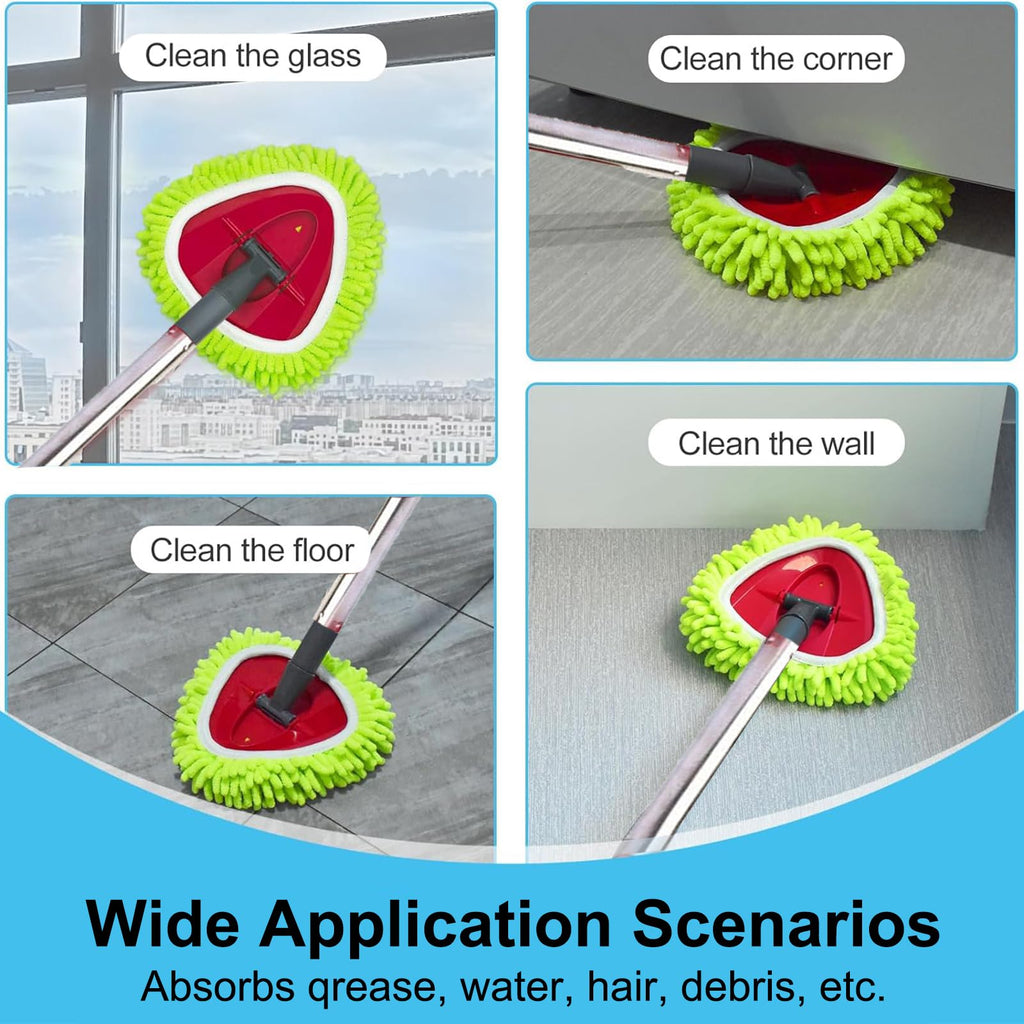 Spin Mop Set Compatible with Vileda EasyWring 1-Tank System,3 Pcs Mop Refills Machine Washable Mops Heads,1 Scrub Brush,1 Base,1 Set Handle Effective on All Floor Types