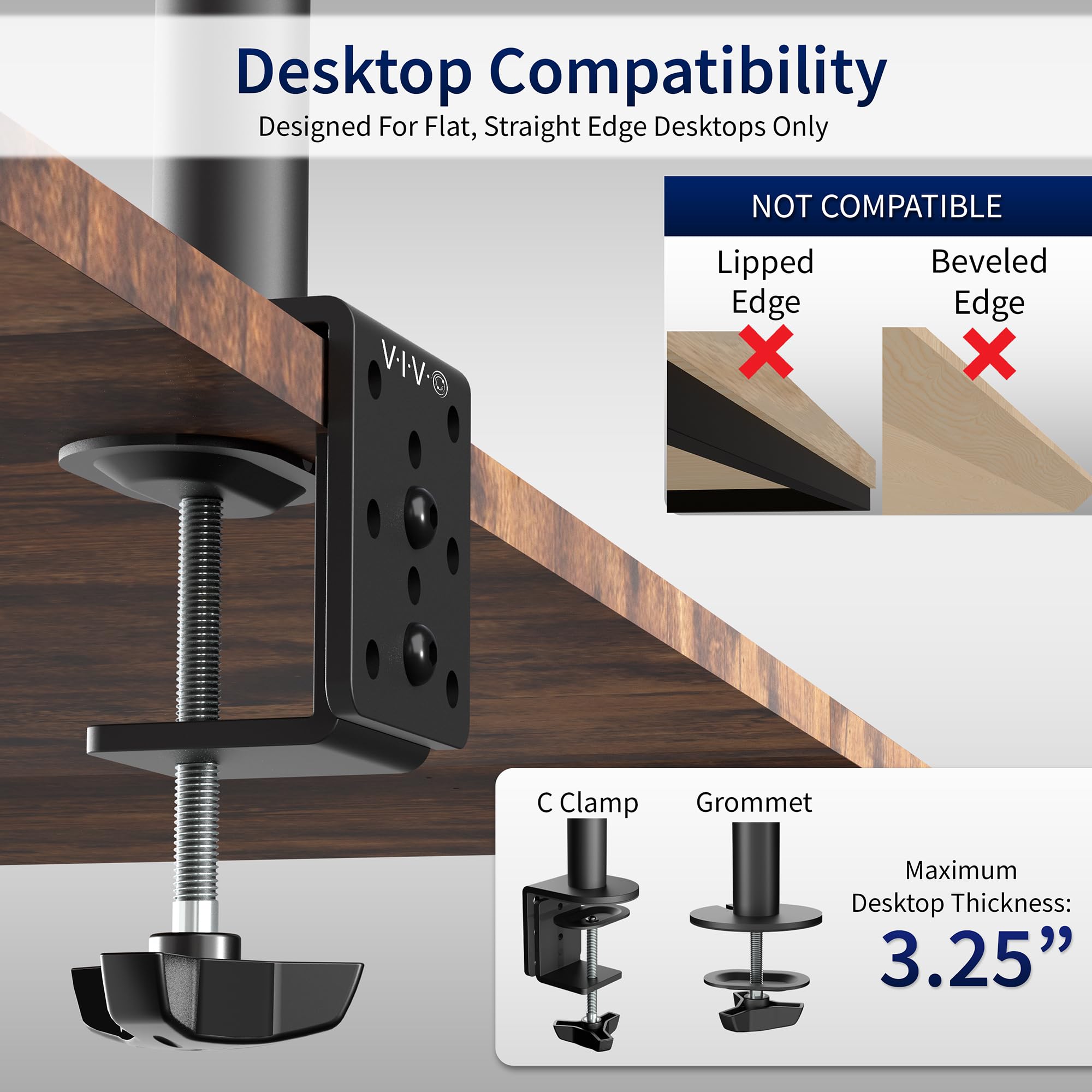 VIVO Single Monitor Arm Desk Mount, Holds Screens up to 32 inch Regular and 38 inch Ultrawide, Fully Adjustable Stand with C-Clamp and Grommet Base, VESA 75x75mm or 100x100mm, Black, STAND-V001