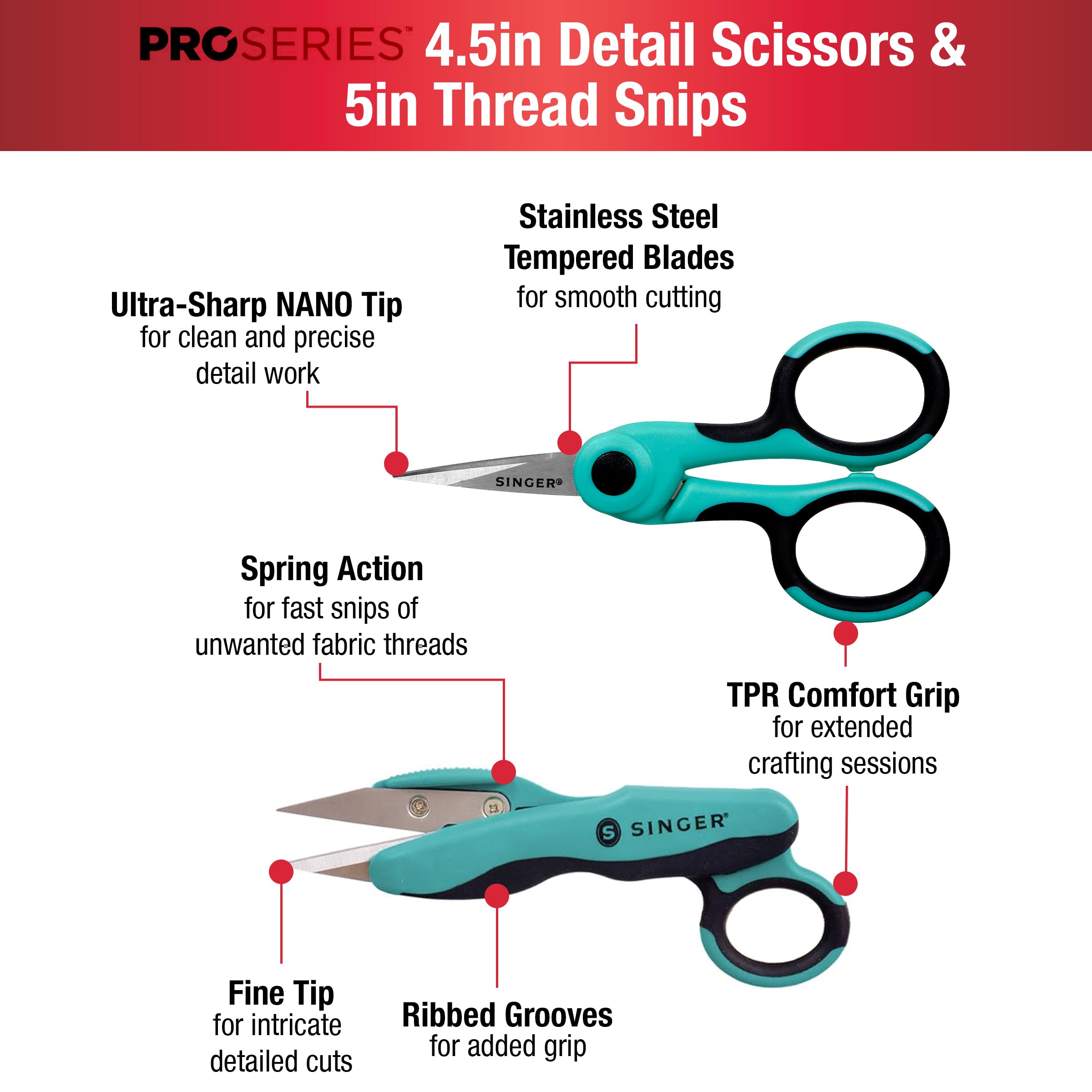 SINGER ProSeries Bundle - Detail Scissors, Thread Snips, Seam Ripper
