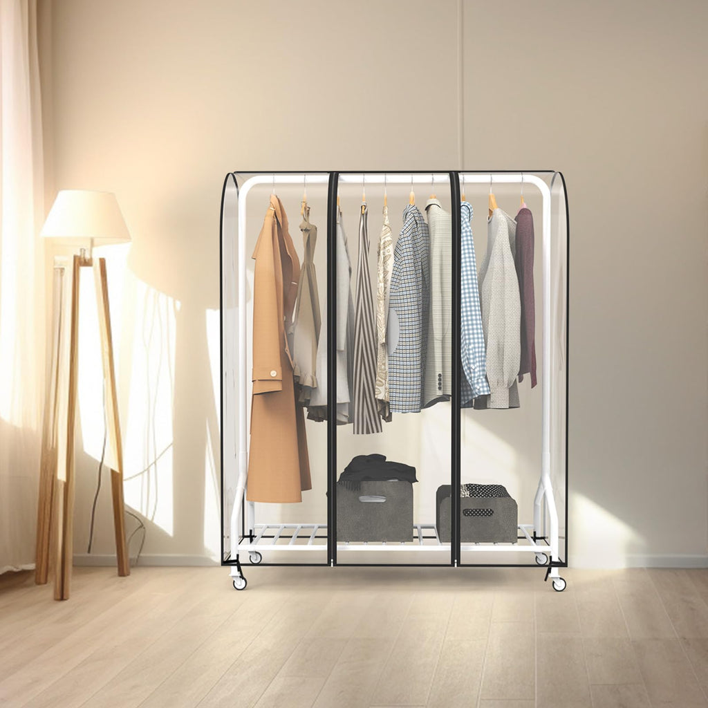 Zilink 50'' Clear Garment Rack Cover Dustproof Clothes Rack Cover Clear Garment Bags Waterproof Wardrobe Cover with 2 Durable Zippers for Garment Rack,(Rack Not Included)