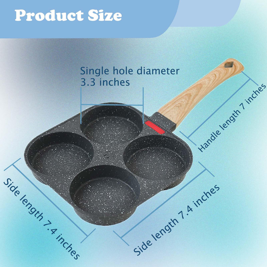 Qiliwiki Four-Hole Frying Pan - Nonstick Egg Pan and Omelette Pan with Hanging Hole Design for Easy Cleaning and Cooking Delicious Breakfasts! Perfect for Fried Eggs and Pancakes