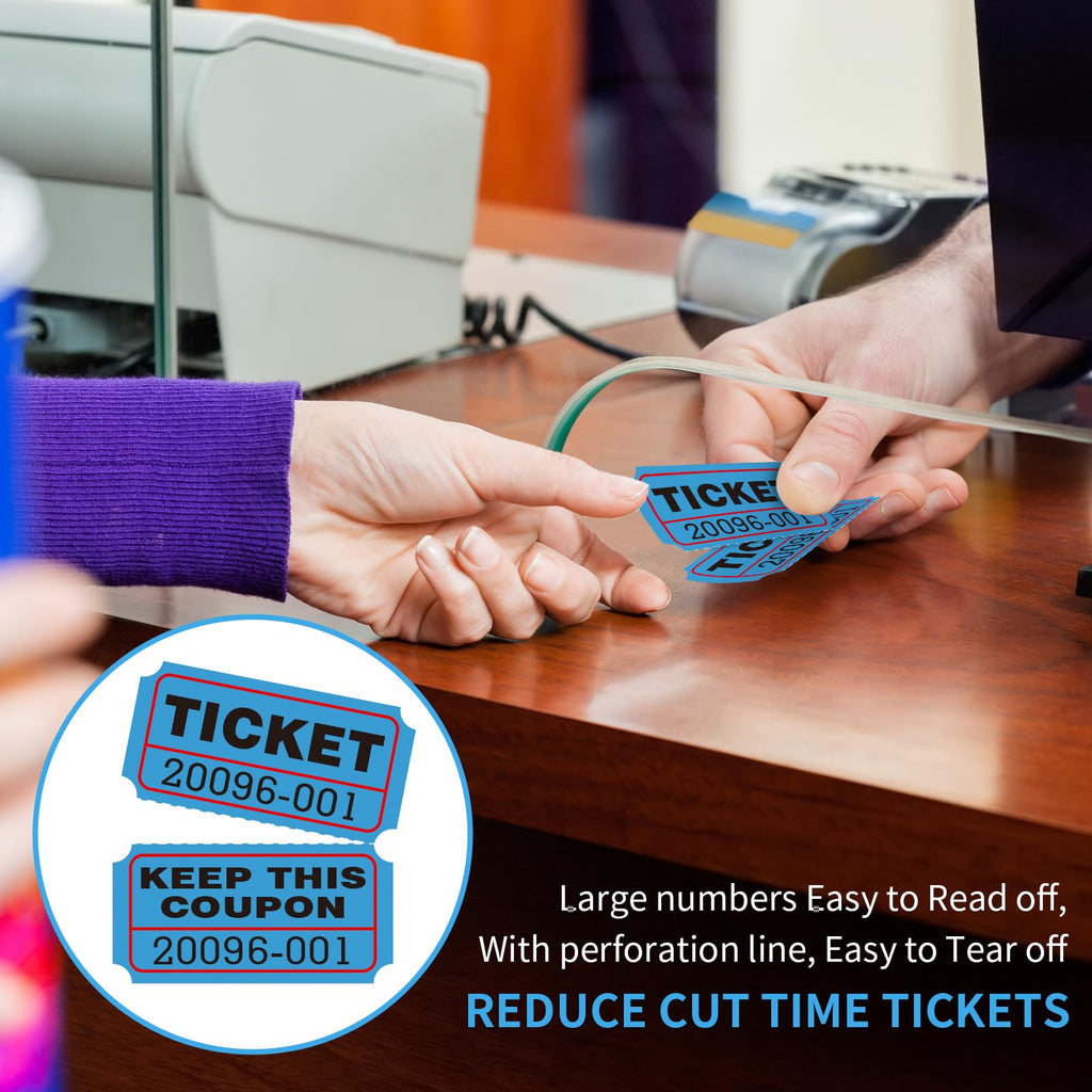 L LIKED Raffle Tickets with Consecutive Serial Numbers, 3 Rolls of 1000, 50/50 Raffle Tickets Double Roll for Events, Entry, Class Reward & Prizes (Red+Blue+White)
