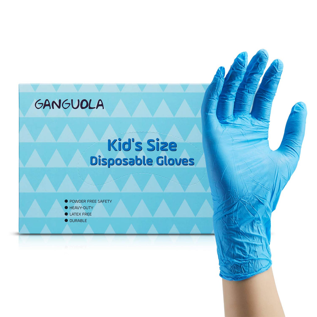 Multipurpose Disposable Nitrile Gloves for Kids of 5-12 Years Students, Powder Free, Latex Free, Textured Finger, Crafting, Painting,Gardening, Cooking, Cleaning(50PCS- Blue)
