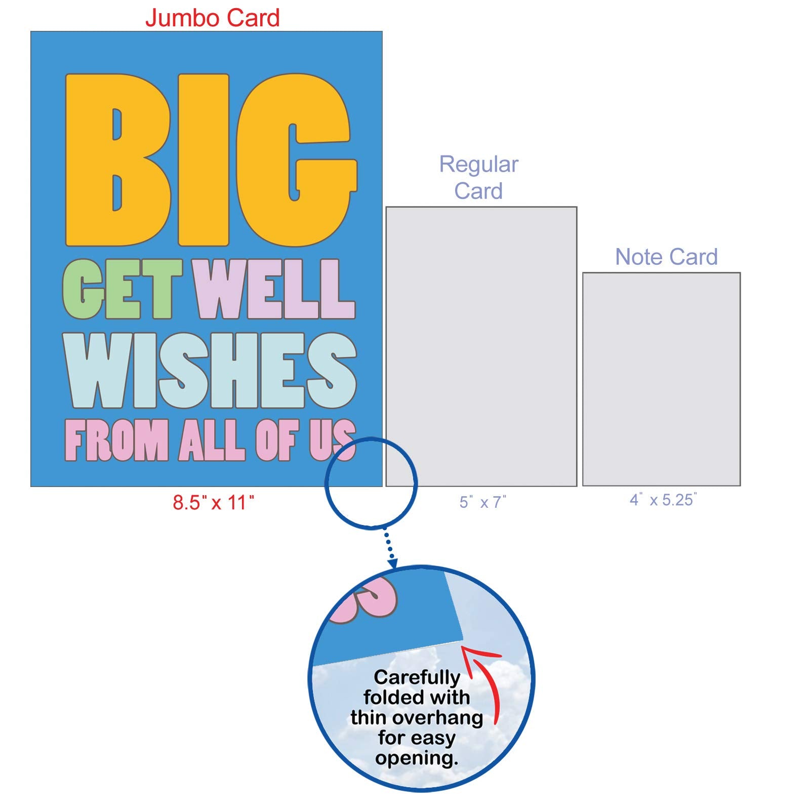 NobleWorks - Funny Group Get Well Card (8.5 x 11 Inch) - Jumbo Feel Better Soon from All of Us, Hospital, Sick - Big Get Well Wishes J2721GWG-US