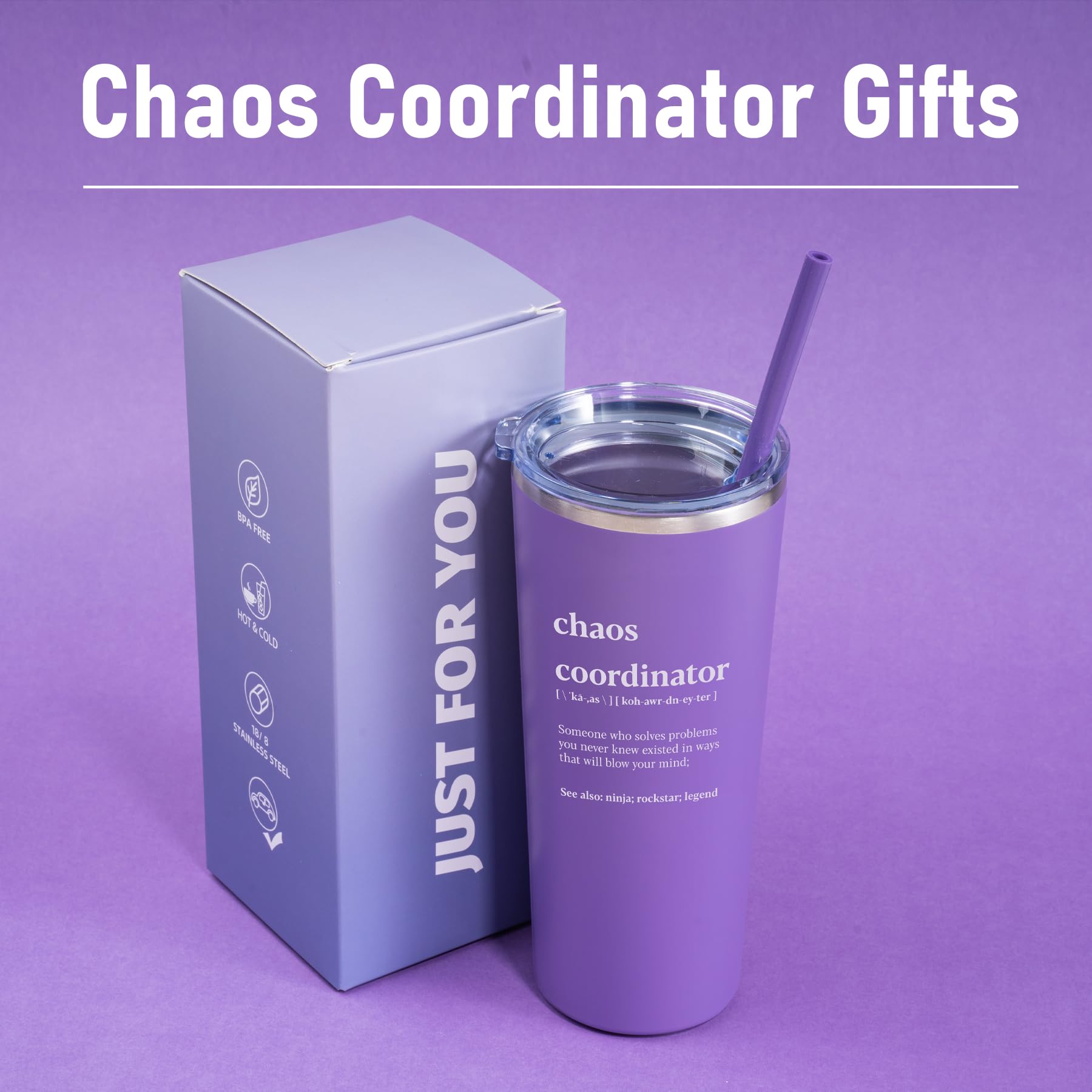 Inncup Chaos Coordinator Gifts for Women, Appreciation Gift, Thank You Gifts for Employee, Boss, Teacher, Manager, Assistant, Coworker, Secretary- 22Oz Tumbler