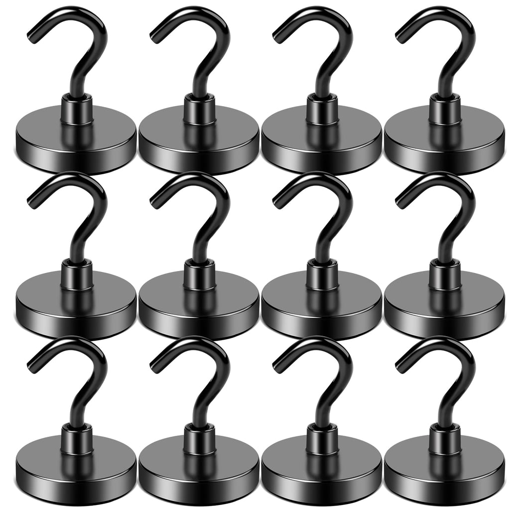 LOVIMAG Magnet Hooks for Cruise Cabin, 80lbs Cruise Door Magnets with Epoxy Coating, Cruise Must Haves for Travel, Magnets with Hooks for Refrigerator, Hanging, Locker, Kitchen-12 Pcs