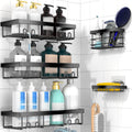 Moforoco Shower Caddy Shelf Organizer Rack, Self Adhesive Black Bathroom Shelves Basket, Home Farmhouse Wall Shower Inside Organization and Storage Decor Rv Accessories, First Apartment Essentials