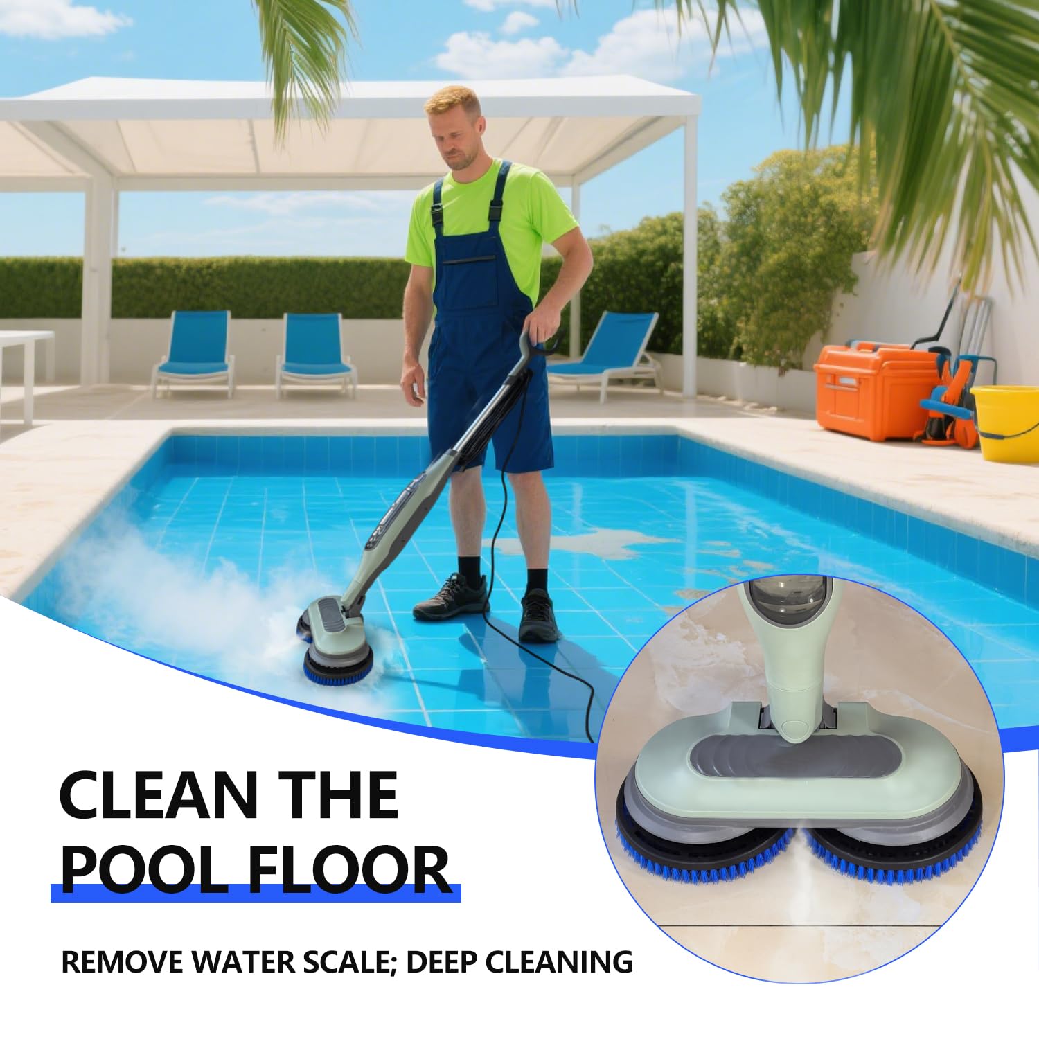 HXZIYI Mop Pads Brush Head for Shark Steam Mop S7000/S7001/S8201 Series - Upgrade Brush Heads with Nylon Bristles, Deep Clean Hardwood & Tile Floors, Scratch-Free Polish (Fits XKITP7000) (Blue)