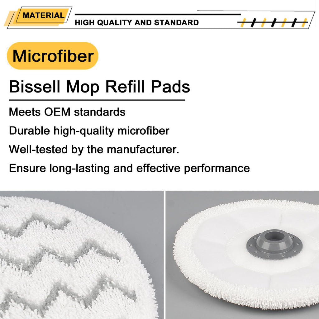 (6 Pack) 3897A Replacement Mop Pads ，Compatible with Bissell SpinWave SmartSteam 3897A/3712C/3712W， Washable Microfiber Scrubbing Pads for Hard Floor Cleaning