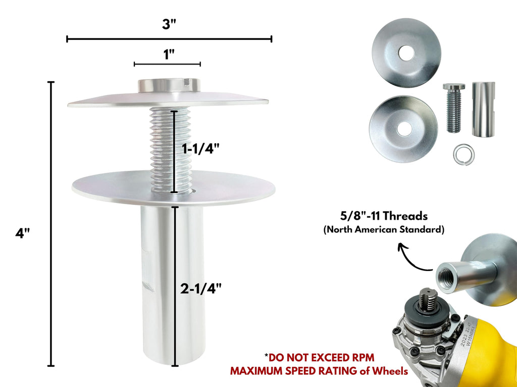 LINE10 Tools Airway Buffing Wheels Grinder Buffer Extension Adapter 5/8"-11 American Standard Thread