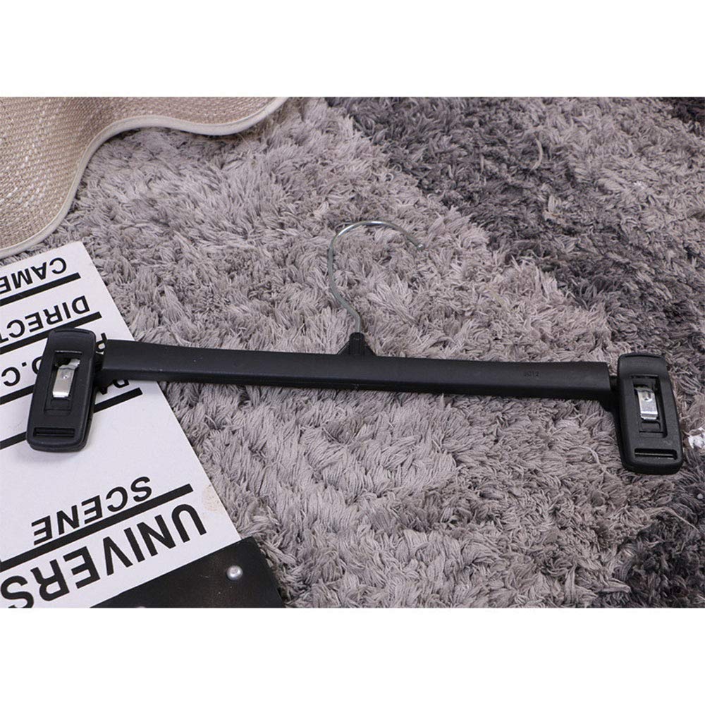 Pants Hangers, Durable and Sturdy Plastic Hanger,30 Pack 12inch Black Plastic Skirt Hanger with Non-Slip Big Clips and 360 Rotatable Hook