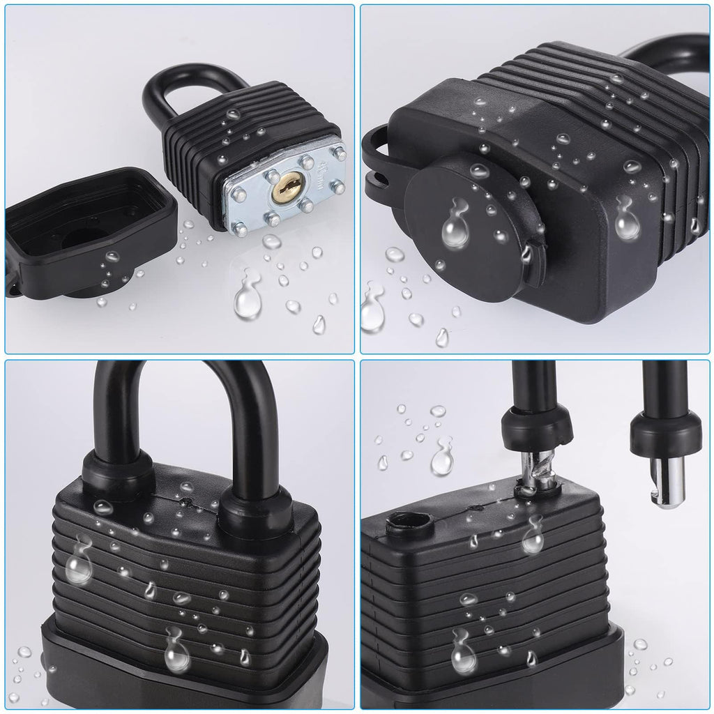 Door Latch Hasp with Door Padlock and Screw, Stainless Steel Door Lock with Key, Heavy Duty Hasp and Staple, Gate Lock, Waterproof Shed Lock, Latch Lock for Bedroom Door Patio Door Garden Gate (Black)