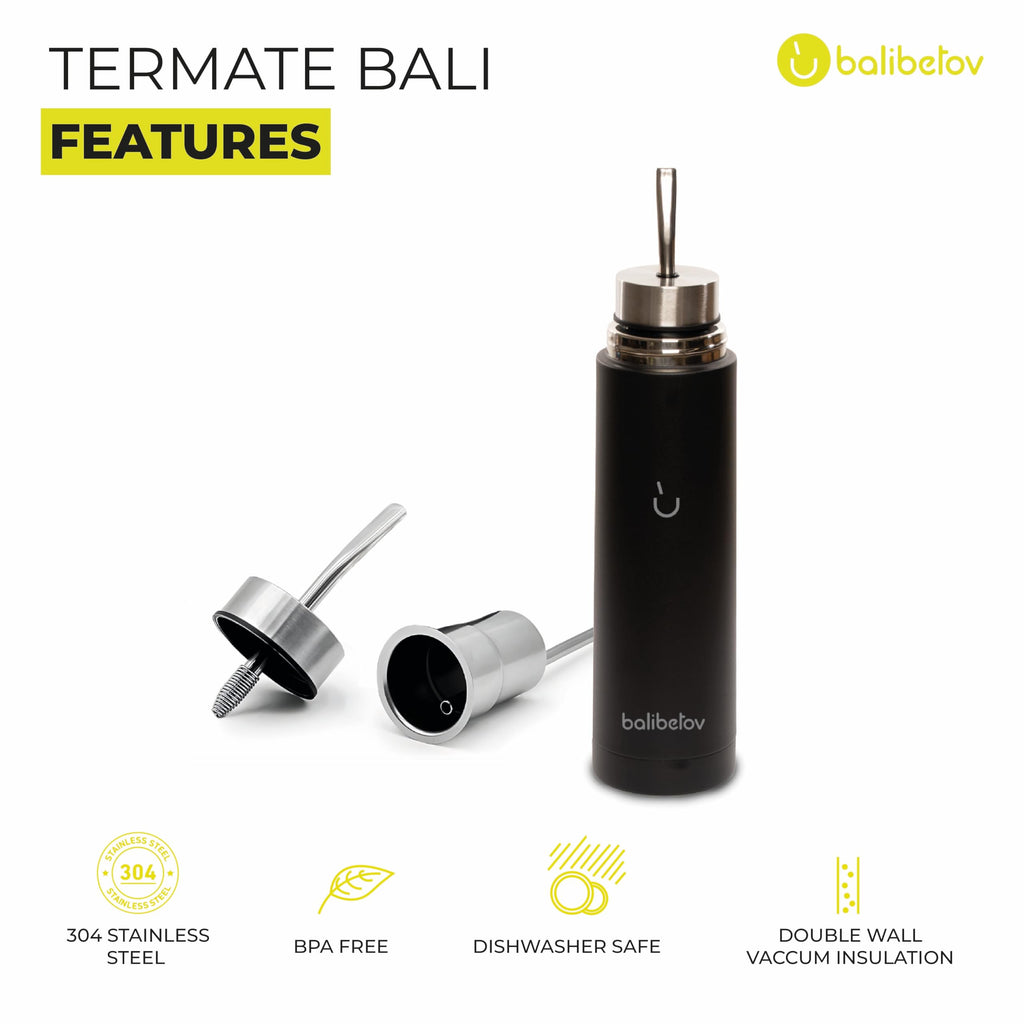 BALIBETOV 25oz Self-Serving Yerba Mate Bottle – Stainless Steel Auto-Cebante Mate Cup with Double Spout | Vacuum Insulated, No-Spill, All-in-One Mate Brewer | Keeps Water Hot for Hours