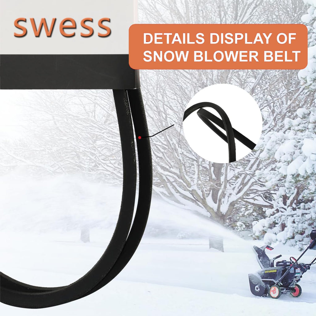 754-04195 Snow Thrower Belts for MTD（2Pcs）, Cub-Cadet, Craftsman 754-04195, 954-04195A, 1/2-Inch by 37-Inch Replacement Snowthrower Auger Belt,Black（2Pcs）