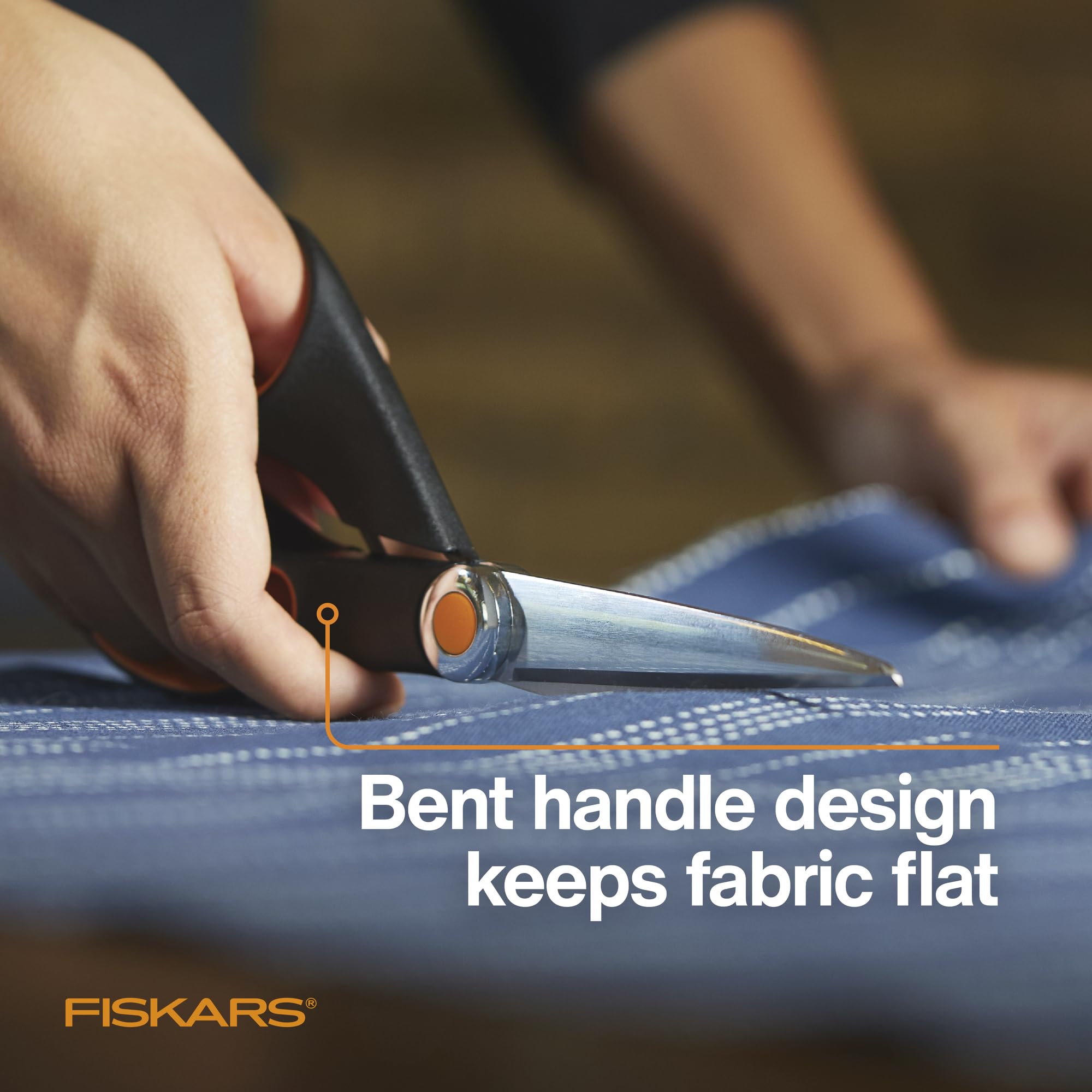 Fiskars RazorEdge Fabric Scissors, Precision-Ground Stainless Steel Blades, Heavy Duty Softgrip Handle, 8", Black
