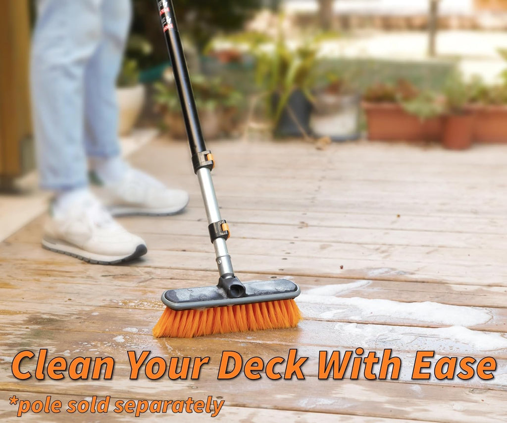 EXTEND-A-REACH Medium Bristle Deck Scrub Brush - Composite Deck & Vinyl Siding Brush // Boat, Roof & Exterior Cleaning Brush (Pole Sold Separately)