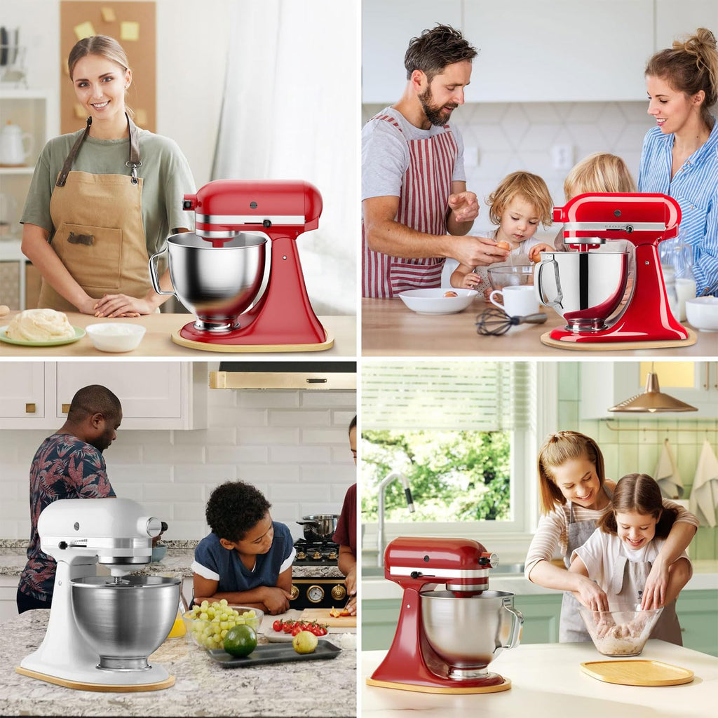 Vikarland Bamboo Mixer Slider for KitchenAid 4.5-5 Qt Tilt Head Stand Mixer Moving Tray Slide Mat for KitchenAid Artist Stand Mixer Attachments Sliding Tray