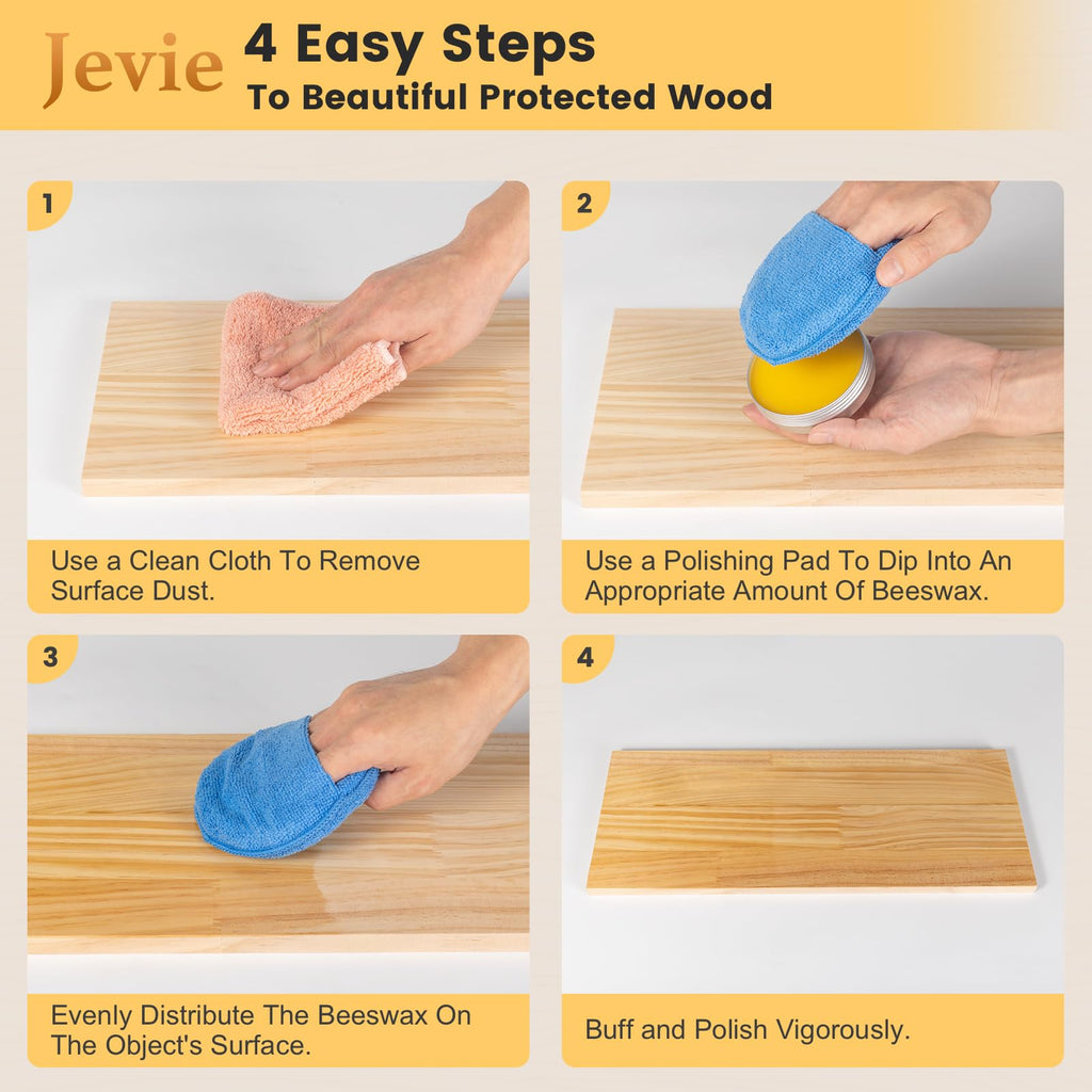 Jevie Natural Beeswax Furniture Polish & Wood Finish (3x80g) | Odorless Natural Wood Wax, Waterproof & Crack-Resistant, for Furniture, Antiques & Musical Instruments