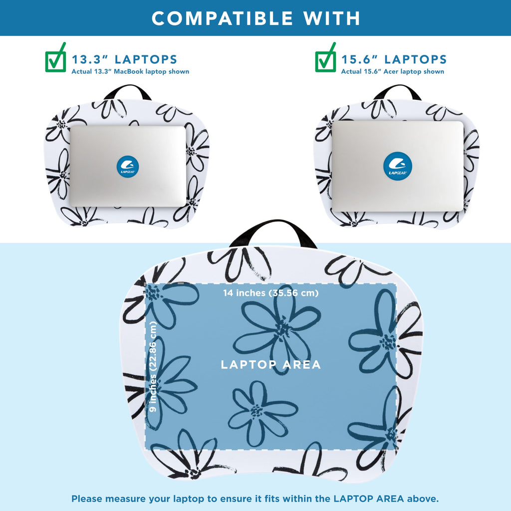 LAPGEAR MyStyle Portable Lap Desk with Cushion - Brushed Flower - Fits up to 15.6 Inch Laptops - Style No. 45308