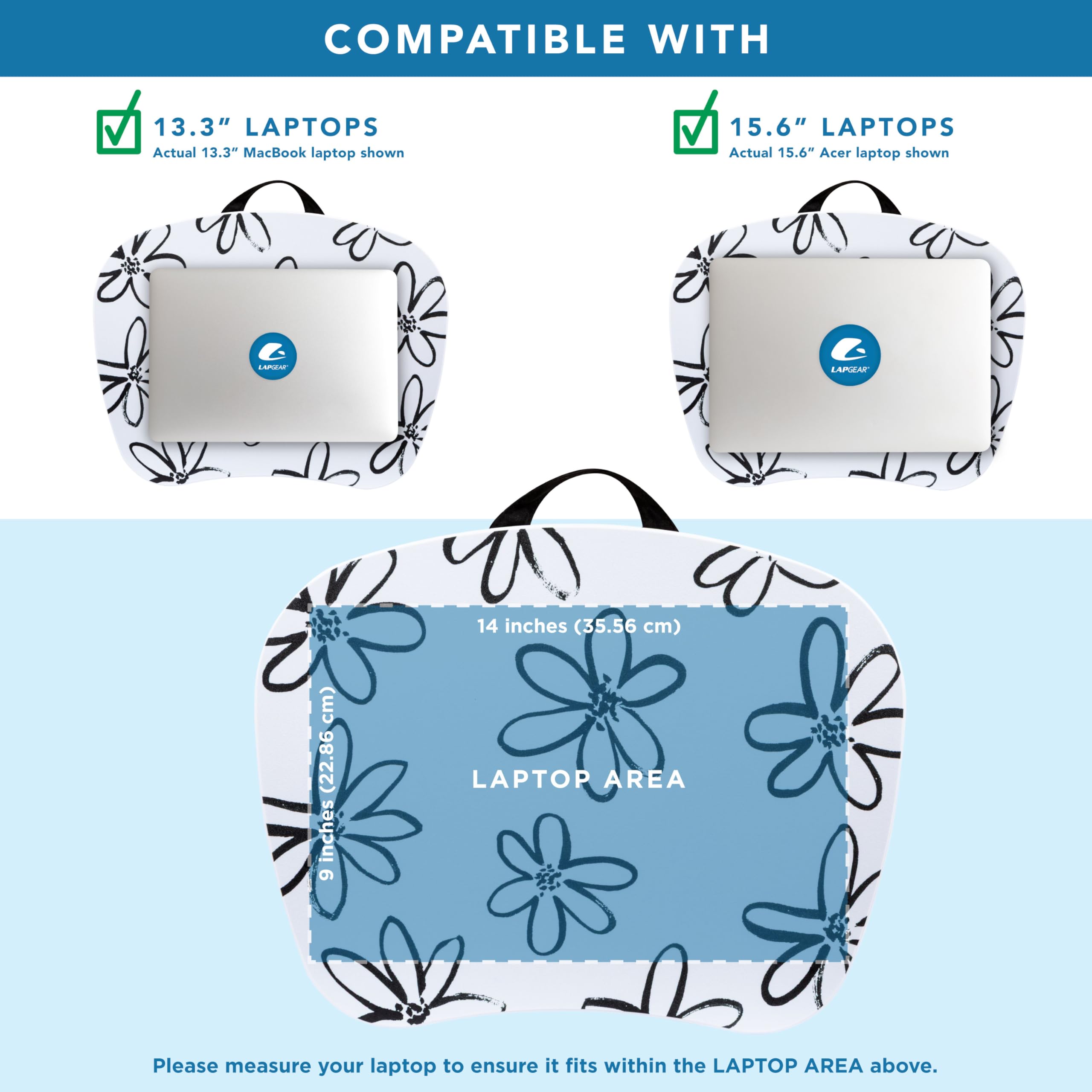 LAPGEAR MyStyle Portable Lap Desk with Cushion - Brushed Flower - Fits up to 15.6 Inch Laptops - Style No. 45308
