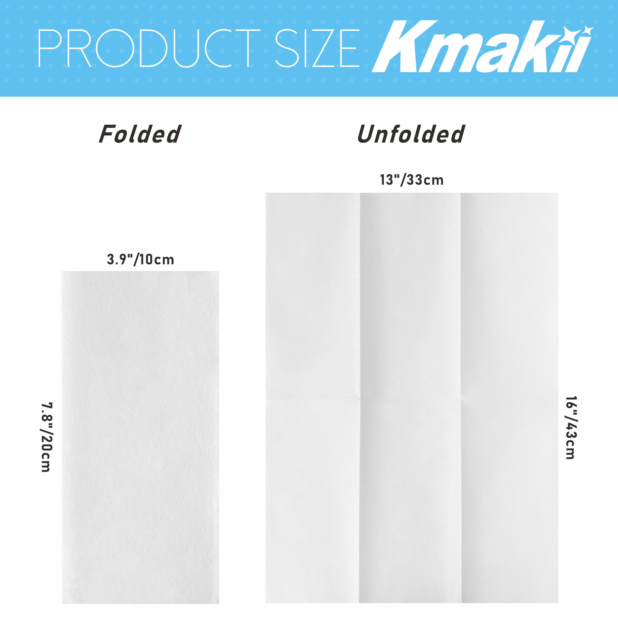 KMAKII [100 Pack] Disposable Cloth Like Napkins Linen-Feel Guest Towels White Paper Hand Towels Hand Napkins for Bathroom,Weddings, Parties,Dinners Size 12 X 17 Inches