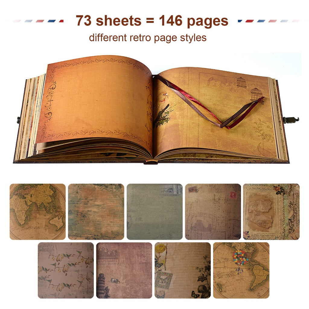 Our Adventure Book Scrapbook Photo Album Retro Style Embossed Letter Cover Travel Diary Journal Scrap Book Kit For Couples Memory Book For Anniversary Wedding,Best Friend Gift