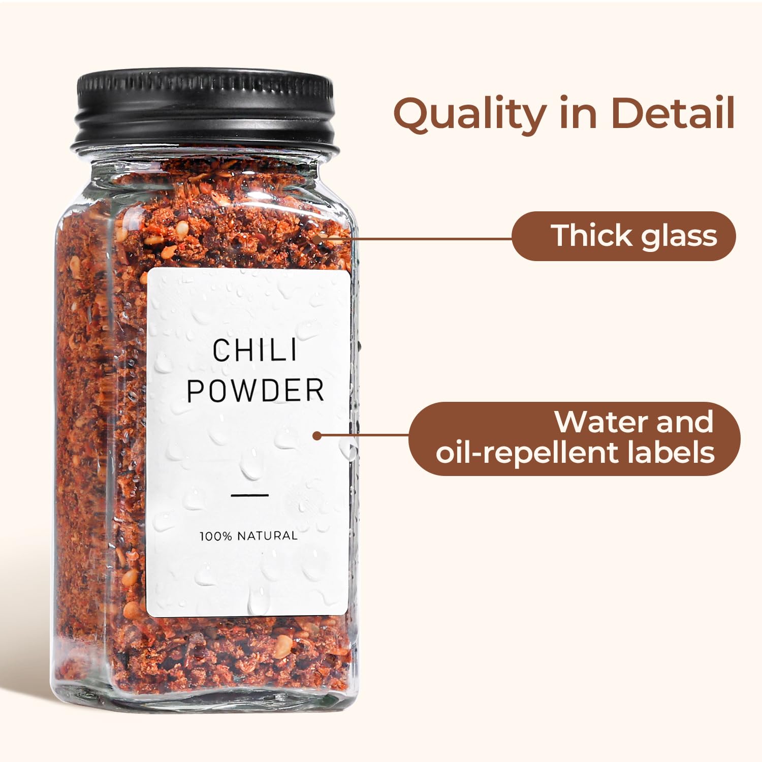 ComSaf 24Pcs 4oz Glass Spice Jars with Shaker Lids, 93 Labels, a Handy Funnel, a Pepper Grinder, Empty Spice Containers and Square Spice Bottles for Kitchen and Seasoning