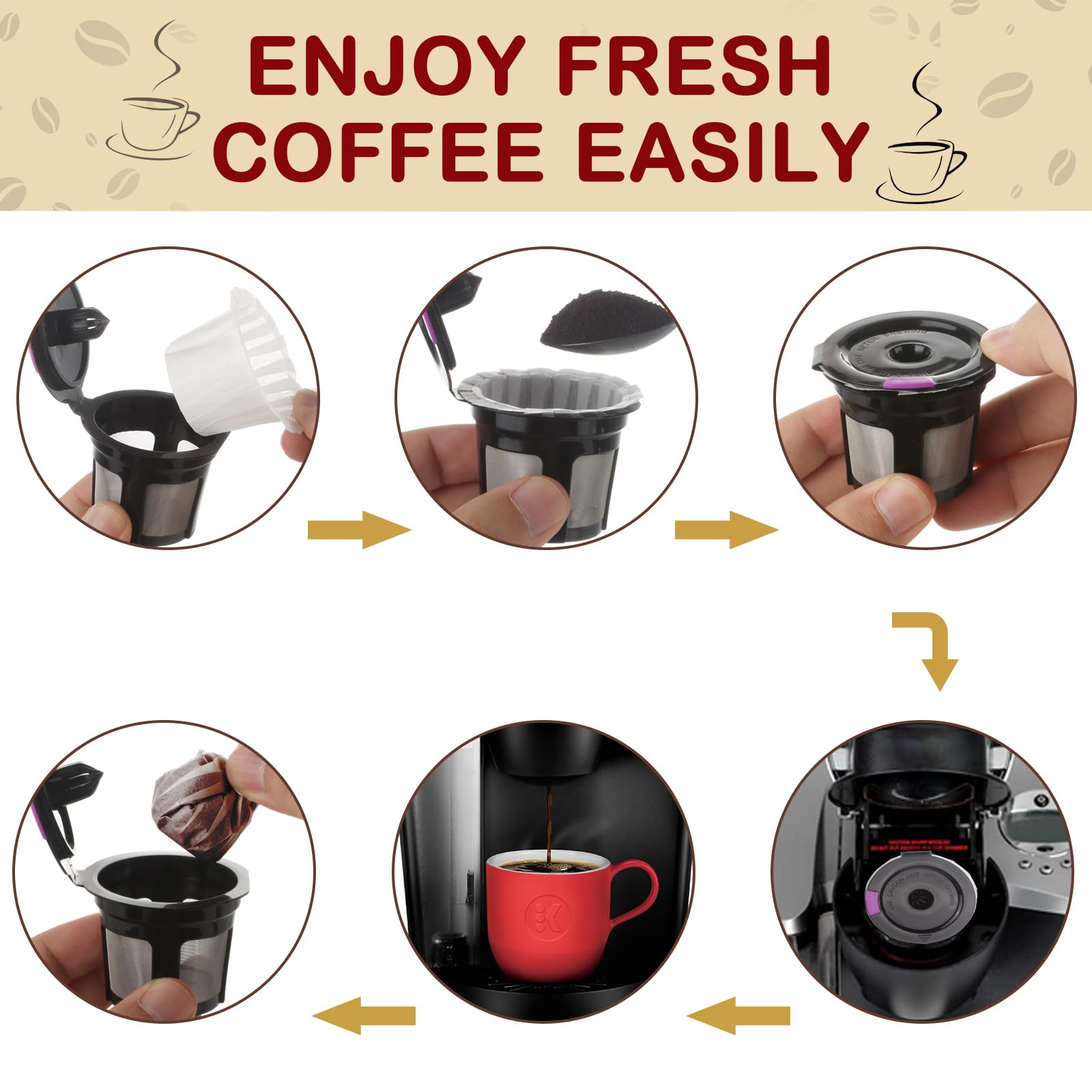 Disposable Paper Coffee Filters, Keurig K Cup Paper Filters for Keurig Single Brewer Reusable Cups, K-Cup Coffee Pods, Fits All Brands Reusable K Cups (300)