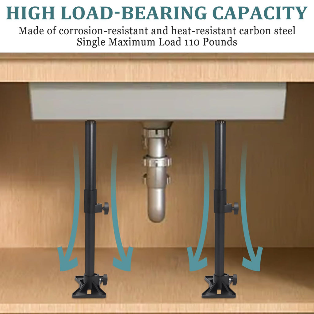 Undermount Sink Brackets, Stainless Steel Adjustable Sink Legs Installation and Repair Kit Support System with Waterproof Gloves for Kitchen, Bathroom.(13.8-23.6 inches)