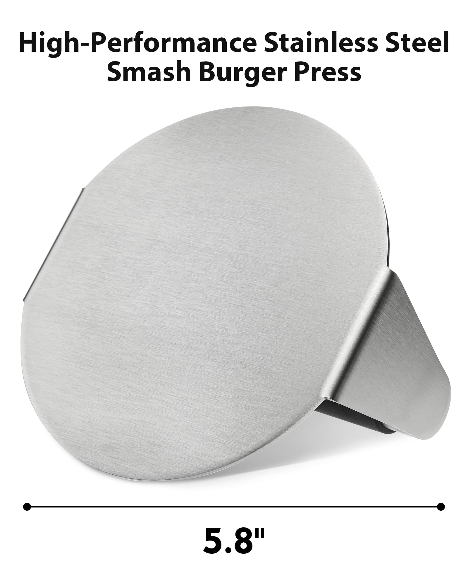 Burger Press with Anti-Scald Handle, 5.8 Inch Stainless Steel Burger Smasher, Round Non-Stick Hamburger Press for Griddle, Griddle Accessories Kit for Flat Grill Cooking, Gift Package