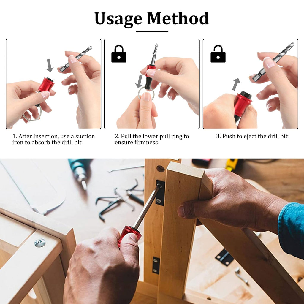 24Pcs Carabiner Bit Holder Keychain 1/4 inch Hex Hex Shank Drill Bits Holder Universal Bit Holder Key Chain Quick Release Bit Holder Extension Bar Screwdriver Bit Holders Gifts for Men