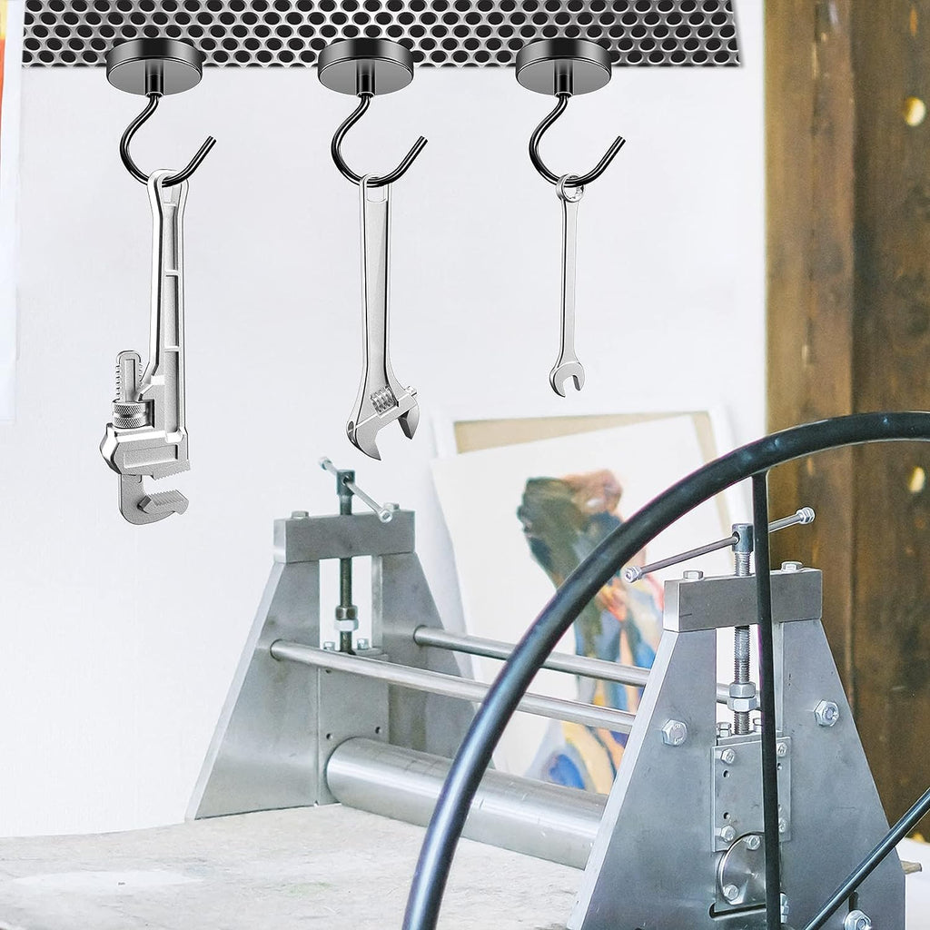 Grtard 8 Pack 100lbs Magnetic Hooks Heavy Duty, Strong Neodymium Magnet Hooks for Hanging Magnet with Hooks for Curtain, Home, Kitchen, Workplace