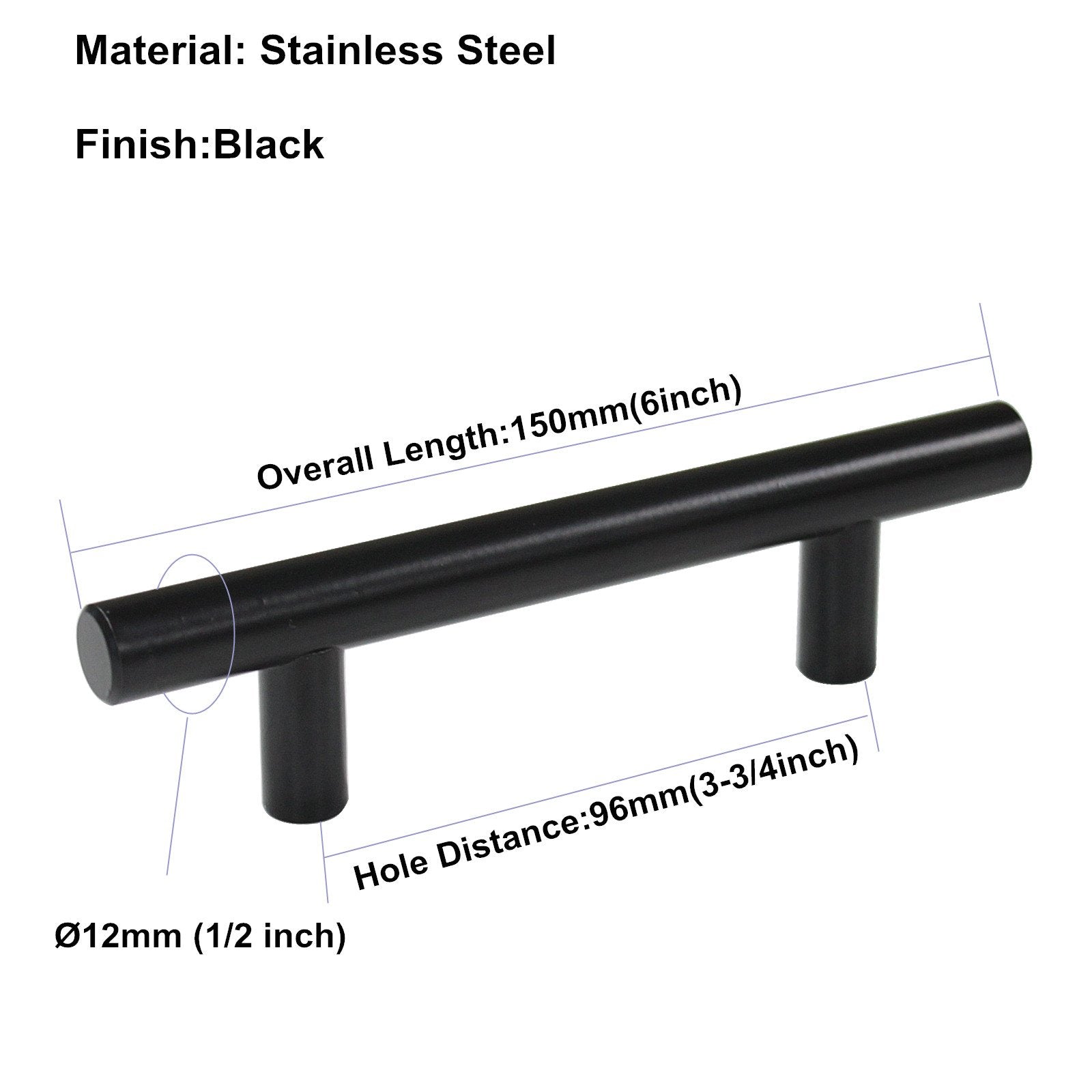 15Packs 3-3/4 inch 96mm Black Kitchen Cabinet Handles Cabinet Door Handle Pull Kitchen Cupboard Handle Black Drawer Pulls