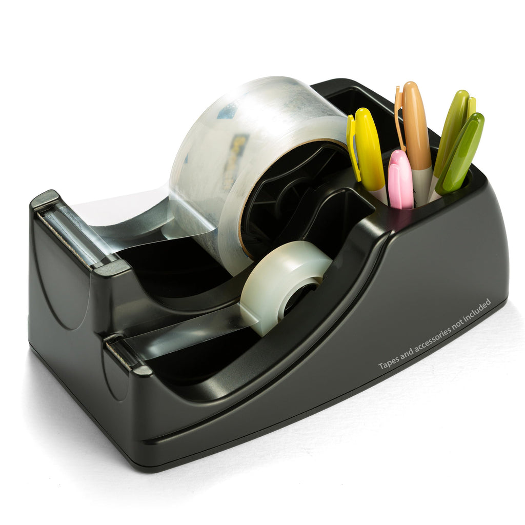 Officemate Recycled 2-in-1 Heavy Duty Tape Dispenser, Black (96690)