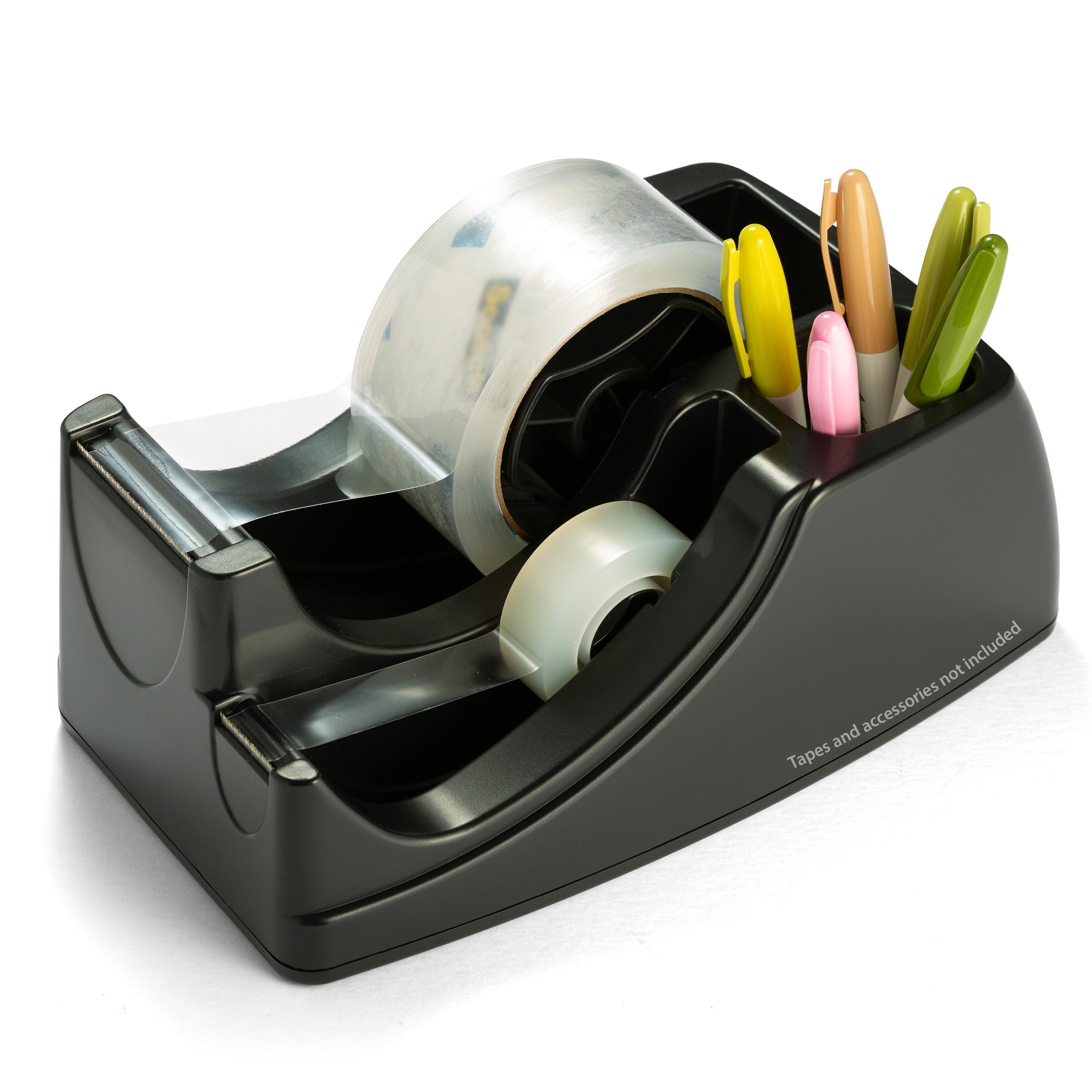 Officemate Recycled 2-in-1 Heavy Duty Tape Dispenser, Black (96690)
