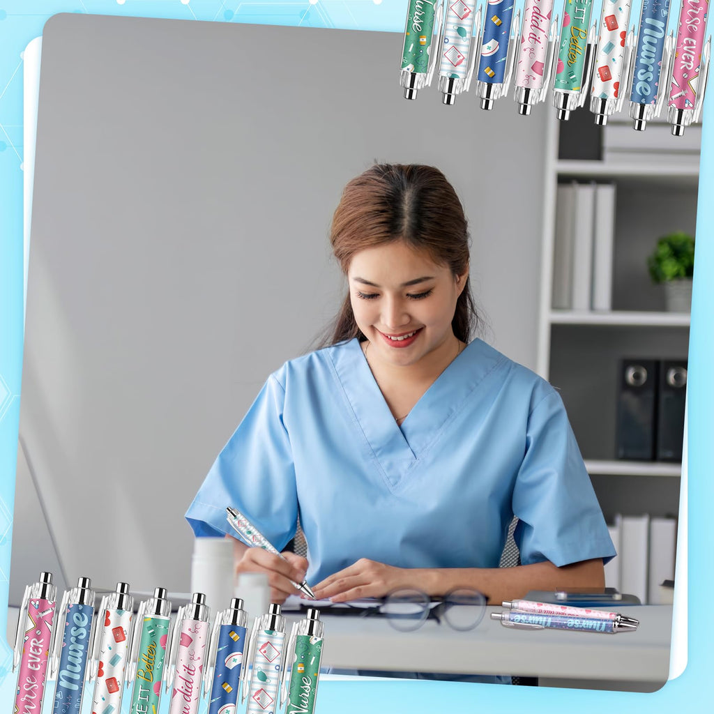 24 Pcs Nurse Gifts Bulk Nurses Week Gifts Nursing Pens Funny Cartoon Ballpoint Pen Nurse Day Gift Nursing Week Appreciation Gift for Women Men Doctor Teachers Medical Assistants Nursing Students