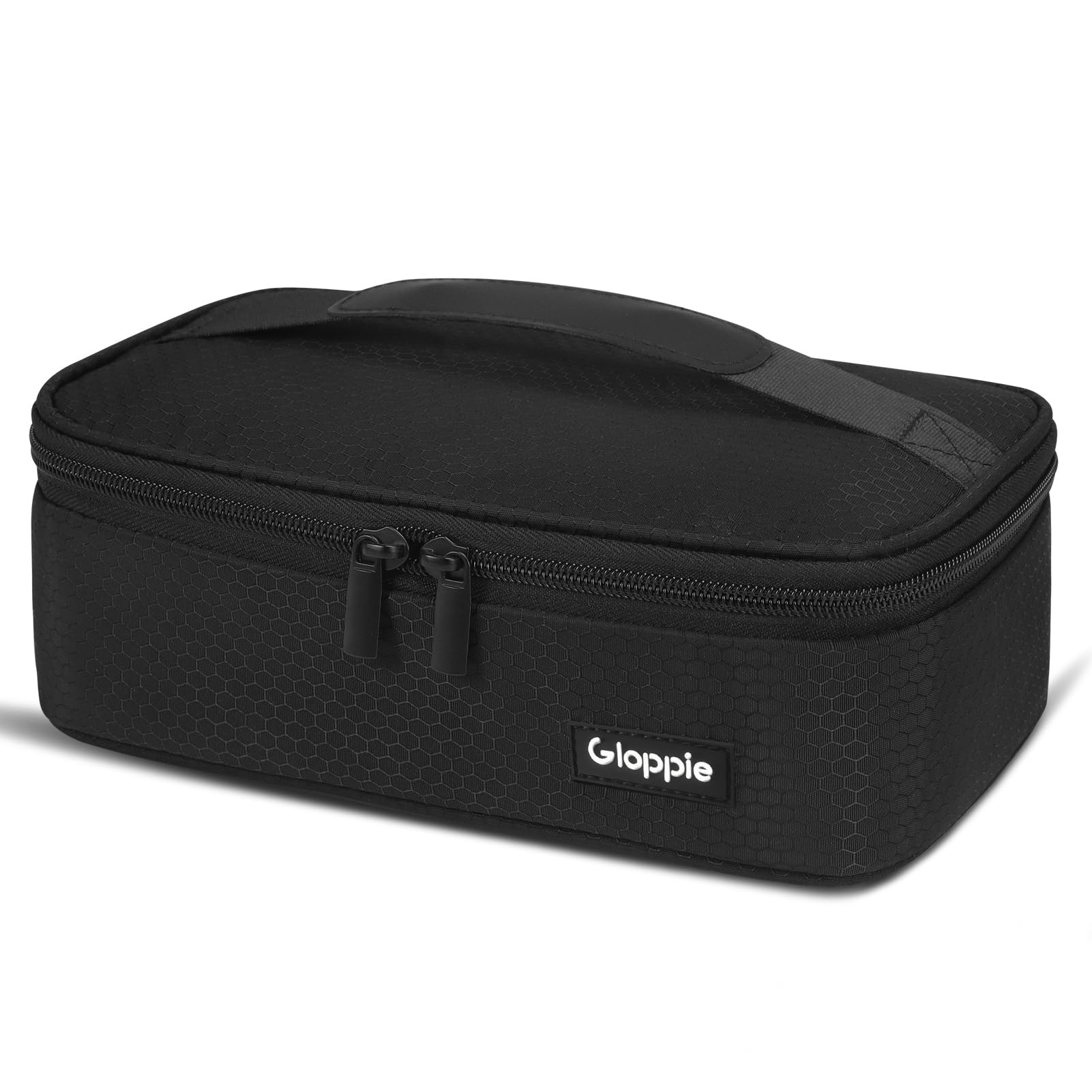 Gloppie Small Insulated Lunch Bag for Men - Compact Lunch Box for Work, Reusable Snack Bag, Fits in Backpack, Black Honeycomb